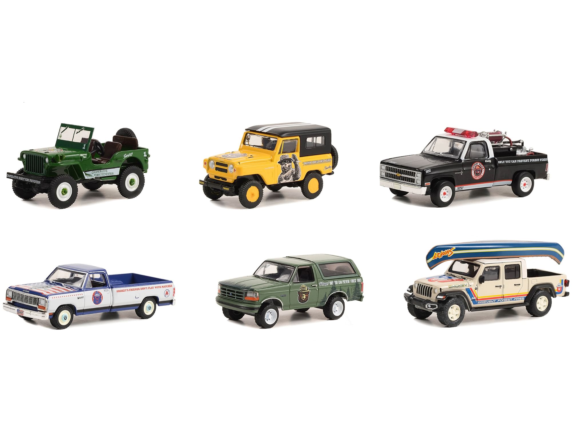 “Smokey Bear” Set of 6 Cars Series 2 1/64 Diecast Model Cars by Greenlight