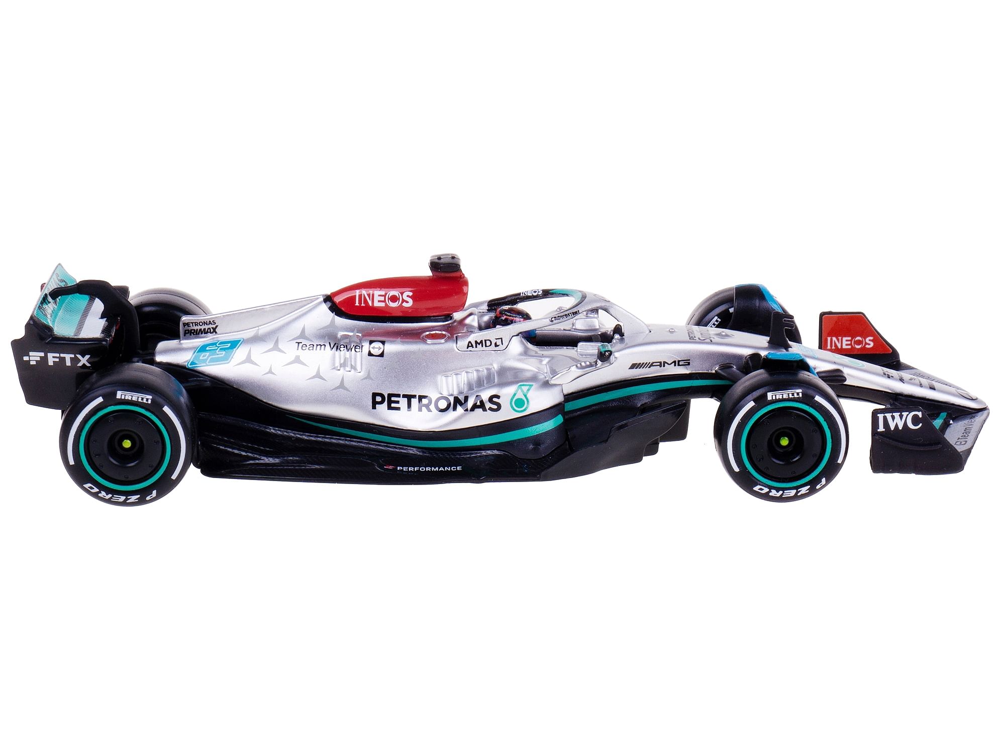 Mercedes-AMG F1 W13 E Performance #63 George Russell “F1 Formula One World Championship” (2022) with Display Case 1/43 Diecast Model Car by Bburago