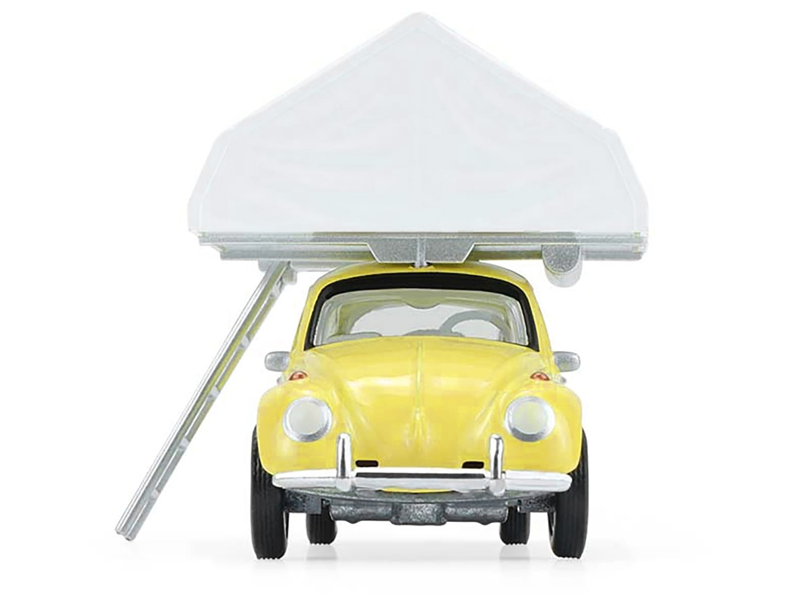 Volkswagen Classic Beetle Yellow with White Flower Graphics and Interior with Camp'otel Cartop Sleeper Tent "The Great Outdoors" Series 4 1/64 Diecast Model Car by Greenlight - Image 5