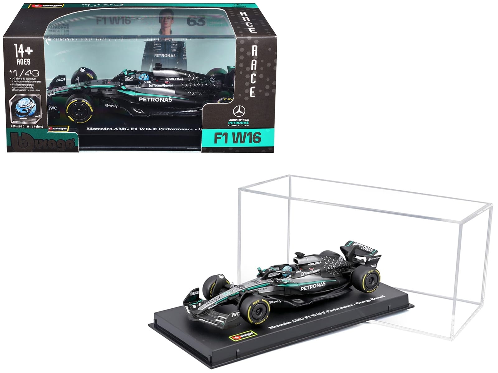 Mercedes-AMG F1 W16 E Performance #63 George Russell Formula One F1 "World Championship" (2025) 1/43 Diecast Model Car by Bburago