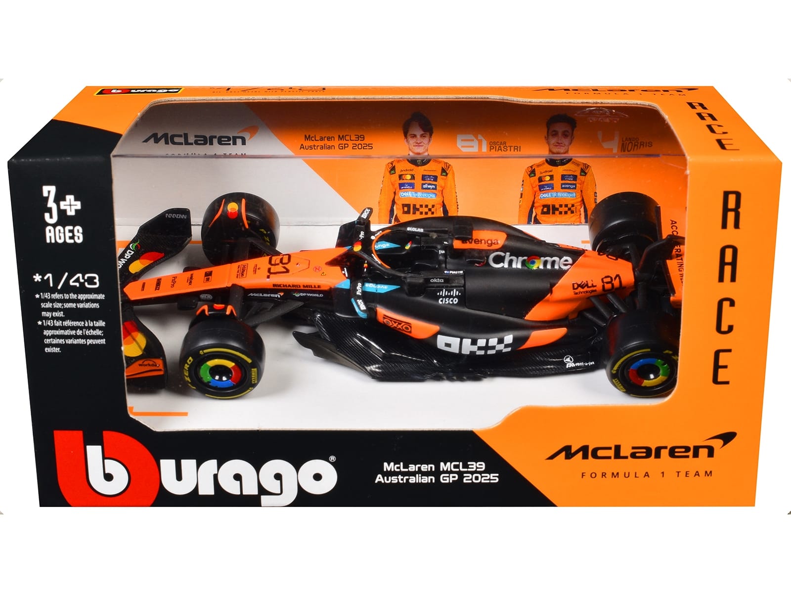 McLaren MCL39 #81 Oscar Piastri "OKX" Formula One F1 "Australian GP" (2025) "Race" Series 1/43 Diecast Model Car by Bburago - Image 3