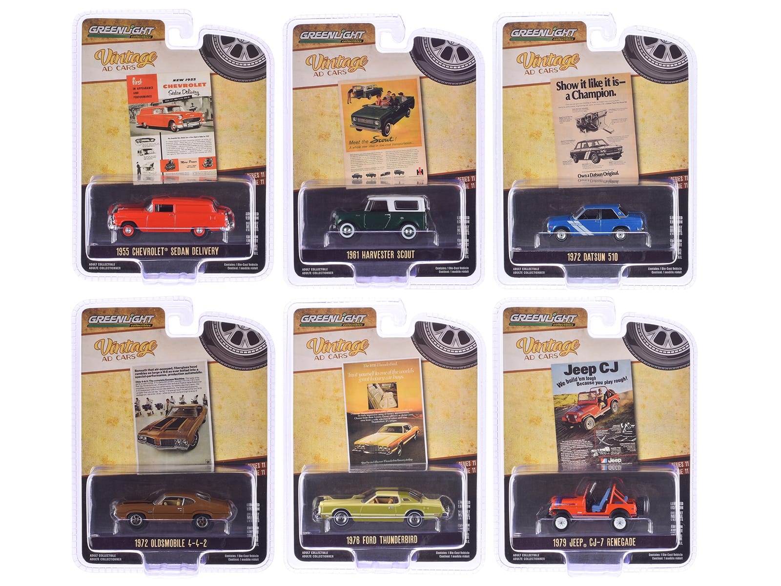 "Vintage Ad Cars" Series 11 Set of 6 pieces 1/64 Diecast Model Cars by Greenlight - Image 2