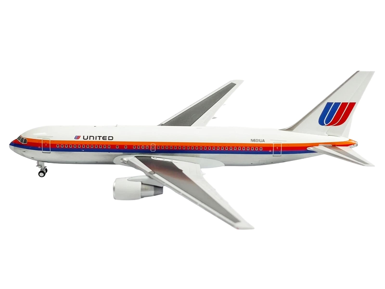 Boeing 767-200 Commercial Aircraft "United Airlines" (N601UA) White with Stripes 1/400 Diecast Model by V1:400 - Image 2