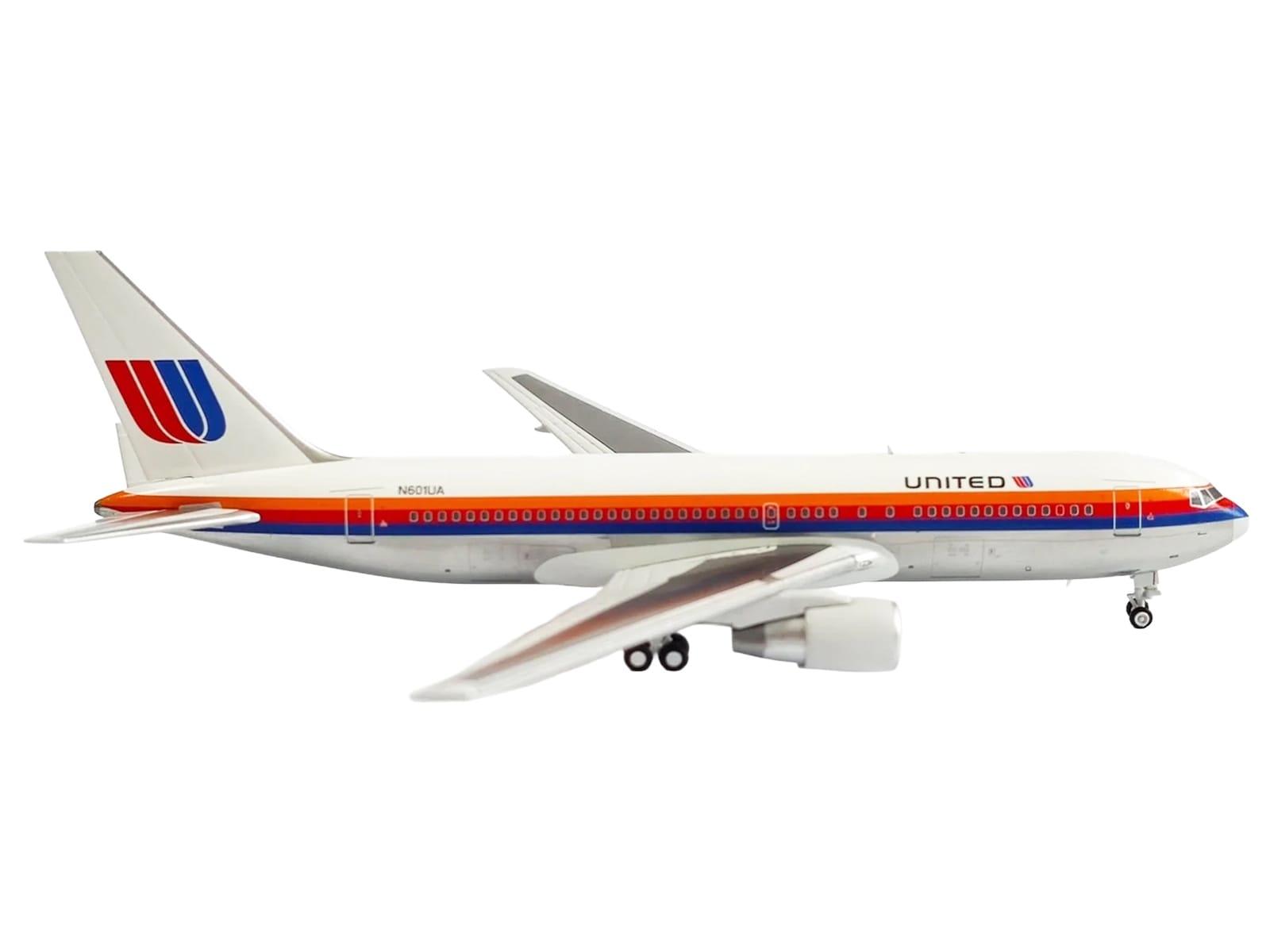 Boeing 767-200 Commercial Aircraft "United Airlines" (N601UA) White with Stripes 1/400 Diecast Model by V1:400 - Image 3