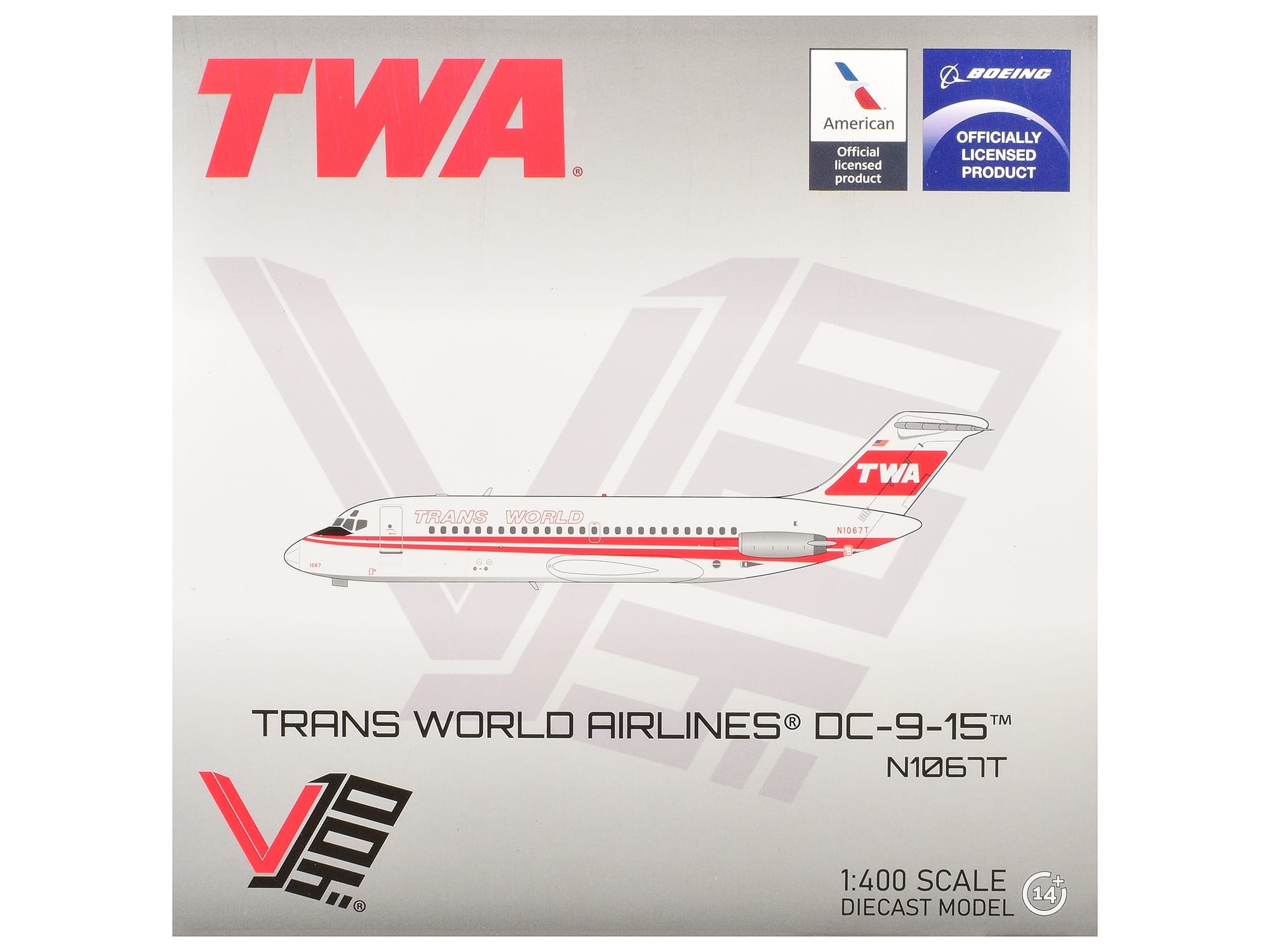 McDonnell Douglas DC-9-15 Commercial Aircraft "Trans World Airlines" (N1067T) White with Red Stripes 1/400 Diecast Model by V1:400