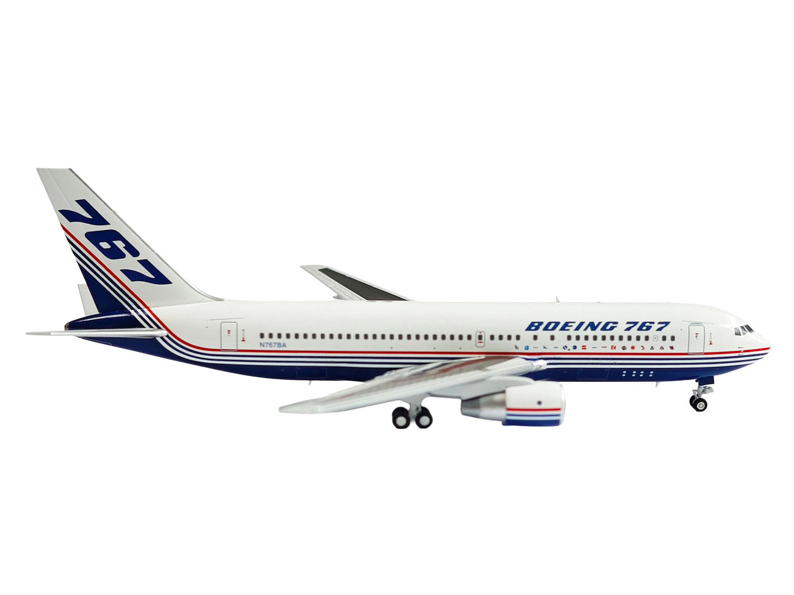 Boeing 767-200 Commercial Aircraft "Boeing House Livery" (N767BA) White with Blue and Red Stripes 1/400 Diecast Model by V1:400 - Image 2