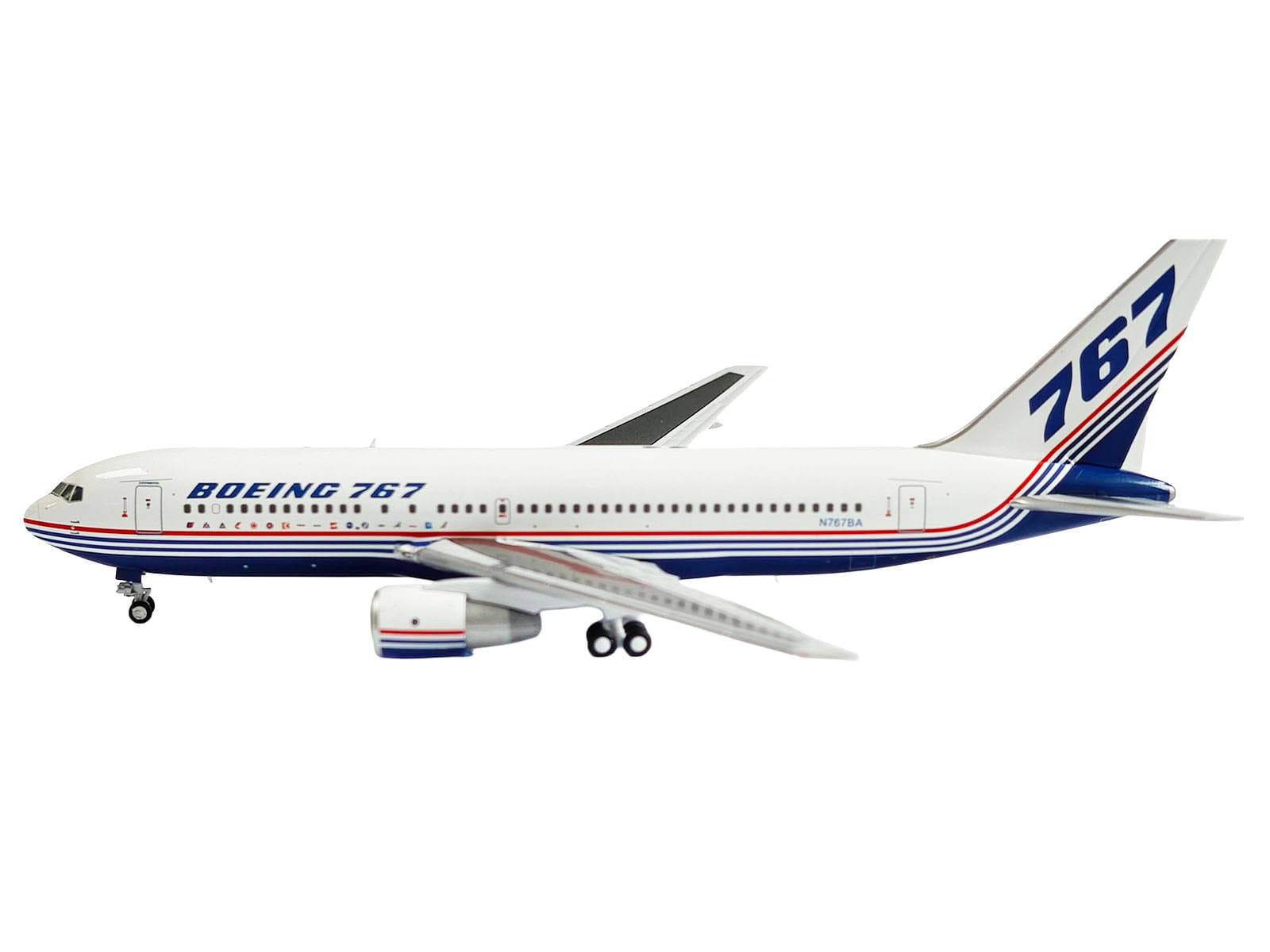Boeing 767-200 Commercial Aircraft "Boeing House Livery" (N767BA) White with Blue and Red Stripes 1/400 Diecast Model by V1:400 - Image 3