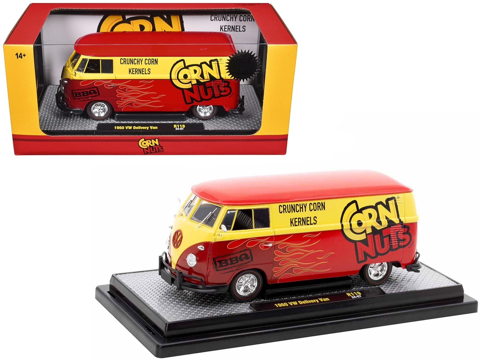 1960 Volkswagen Delivery Van Red and Yellow "Corn Nuts BBQ" Limited Edition to 6250 pieces Worldwide 1/24 Diecast Model Car by M2 Machines - Image 2
