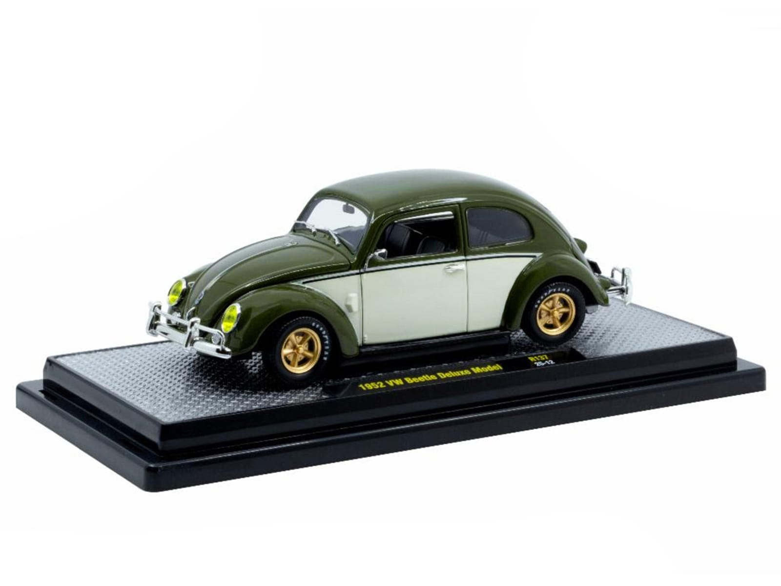 1952 Volkswagen Beetle Deluxe Model Dark Green with Beige Sides Limited Edition to 5250 pieces Worldwide 1/24 Diecast Model Car by M2 Machines - Image 2