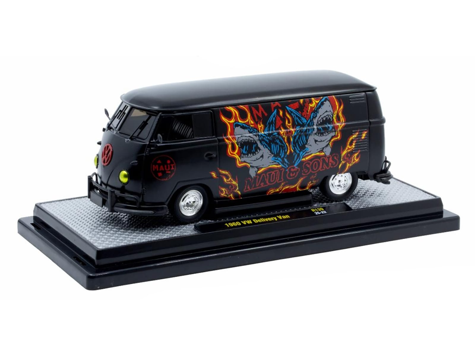 1960 Volkswagen Delivery Van "Maui & Sons" Black with Graphics Limited Edition to 4050 pieces Worldwide 1/24 Diecast Model Car by M2 Machines - Image 2
