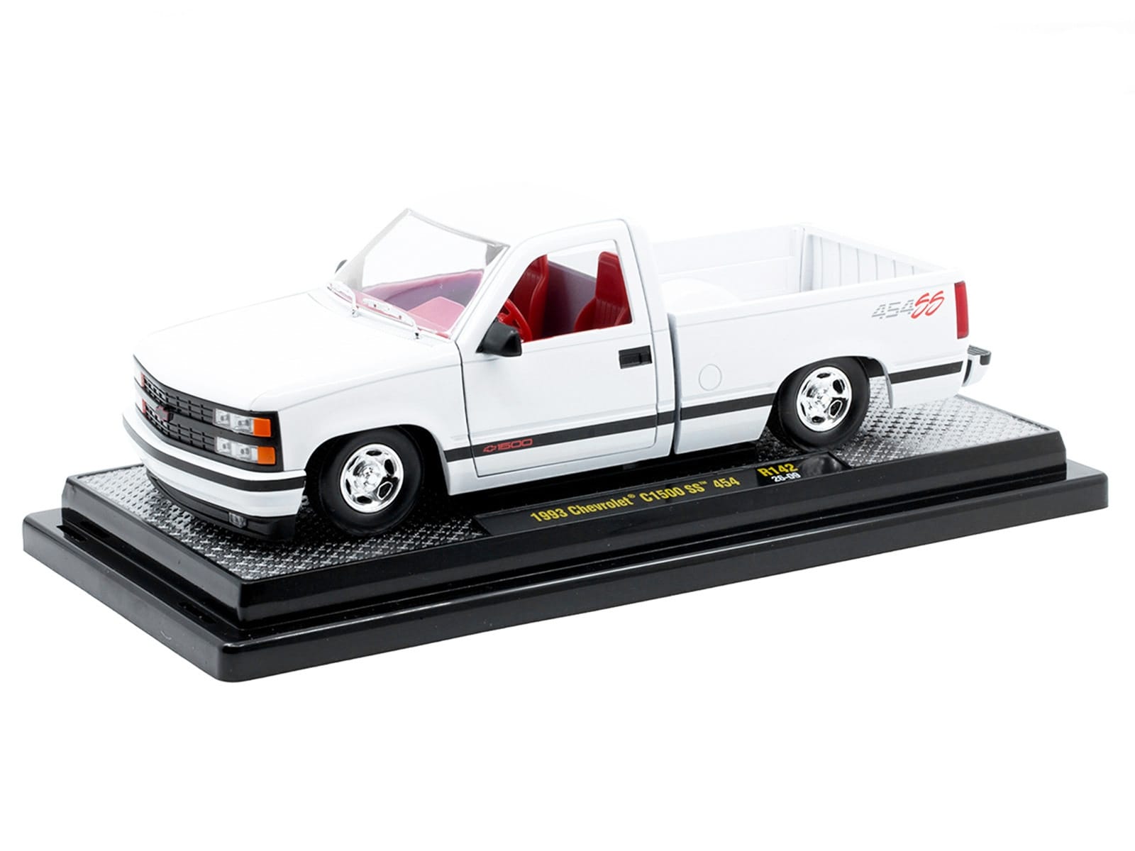 1993 Chevrolet C1500 SS 454 Pickup Truck White with Red Interior Limited Edition to 9600 pieces Worldwide 1/24 Diecast Model Car by M2 Machines - Image 2