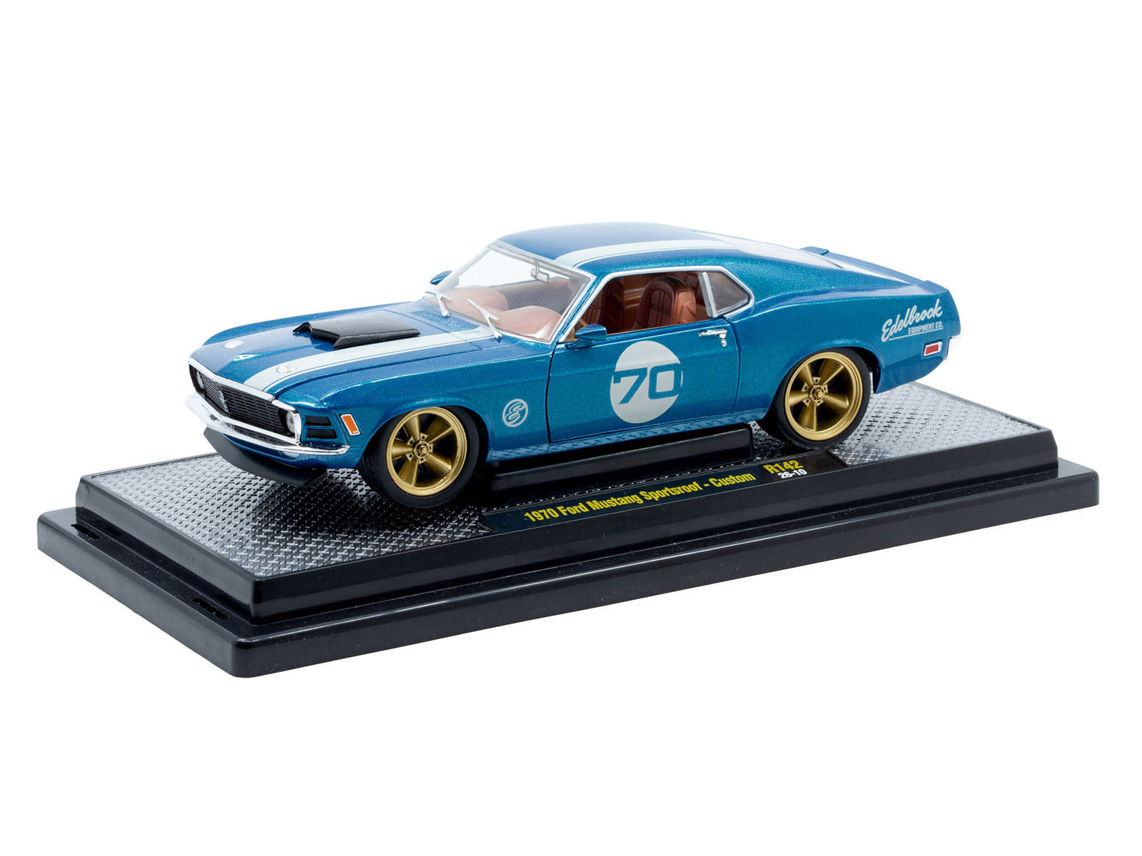 1970 Ford Mustang Sportsroof #70 Blue Metallic with White Stripes Limited Edition to 4050 pieces Worldwide 1/24 Diecast Model Car by M2 Machines - Image 4