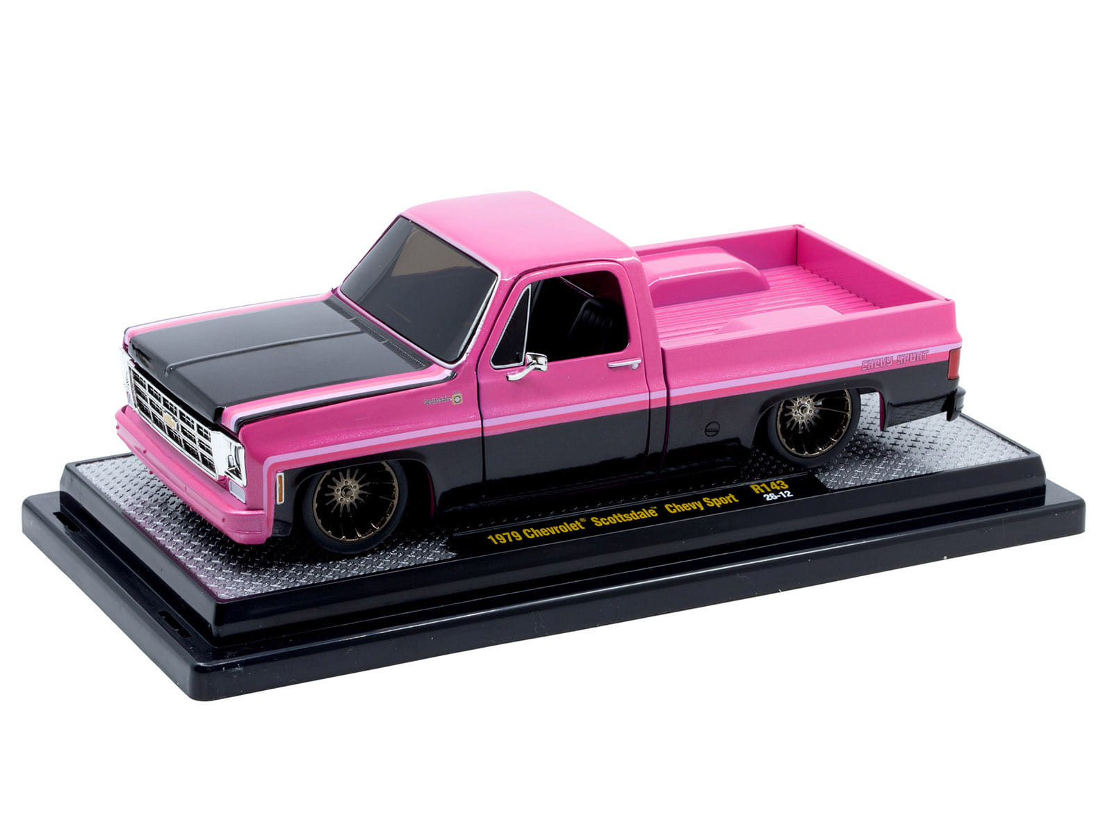1979 Chevrolet Scottsdale Pickup Truck "Chevy Sport" Pink and Black Limited Edition to 6250 pieces Worldwide 1/24 Diecast Model Car by M2 Machines - Image 2