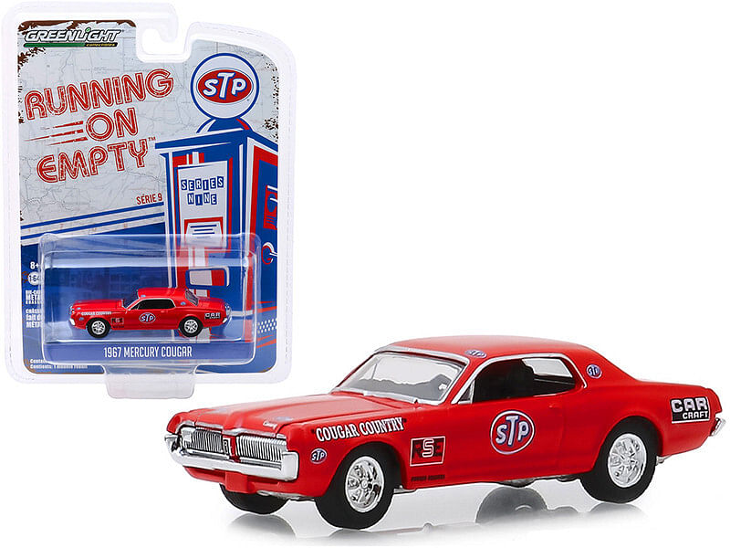 1967 Mercury Cougar Red “STP” “Cougar Country” “Running on Empty” Series 9 1/64 Diecast Model Car by Greenlight