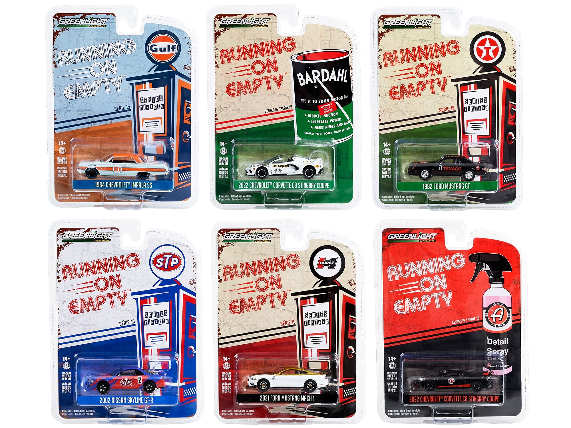 “Running on Empty” 6 piece Set Series 15 1/64 Diecast Model Cars by Greenlight