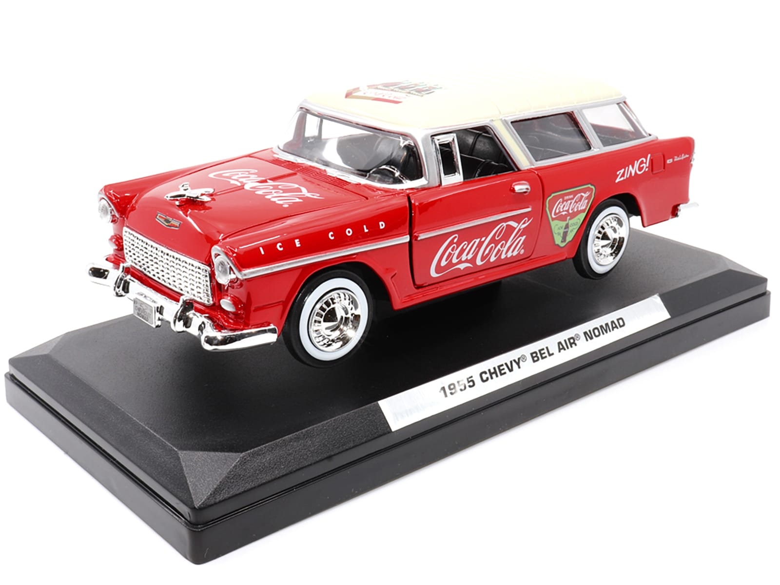 1955 Chevrolet Bel Air Nomad Red with White Top "Coca-Cola" 1/24 Diecast Model Car by Motor City Classics - Image 2