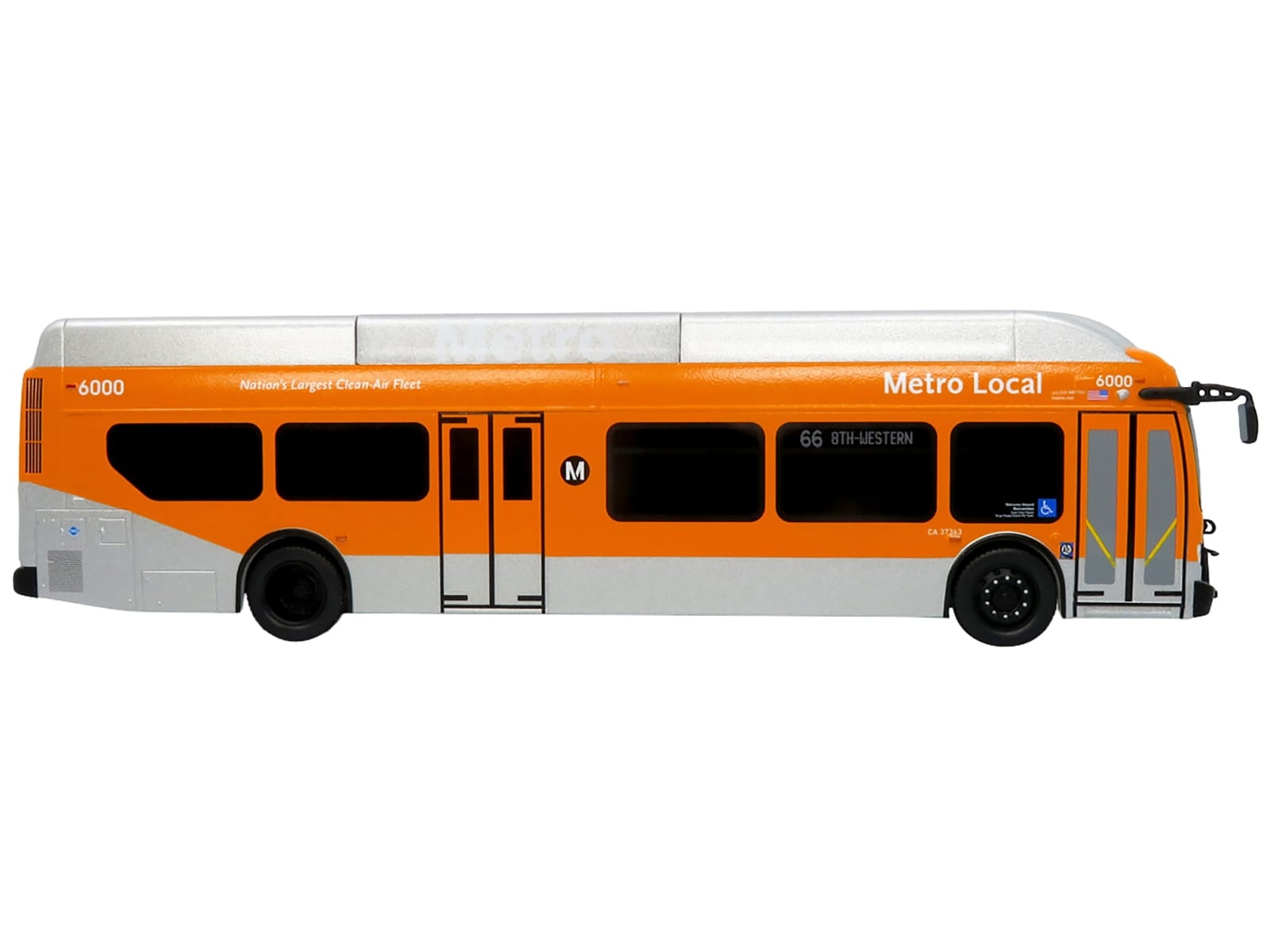 New Flyer Xcelsior Transit Bus Bank "Los Angeles Metro" Orange and Silver "The Bus & Motorcoach Collection" Limited Edition to 504 Pieces Worldwide 1/43 Model by Iconic Replicas - Image 2