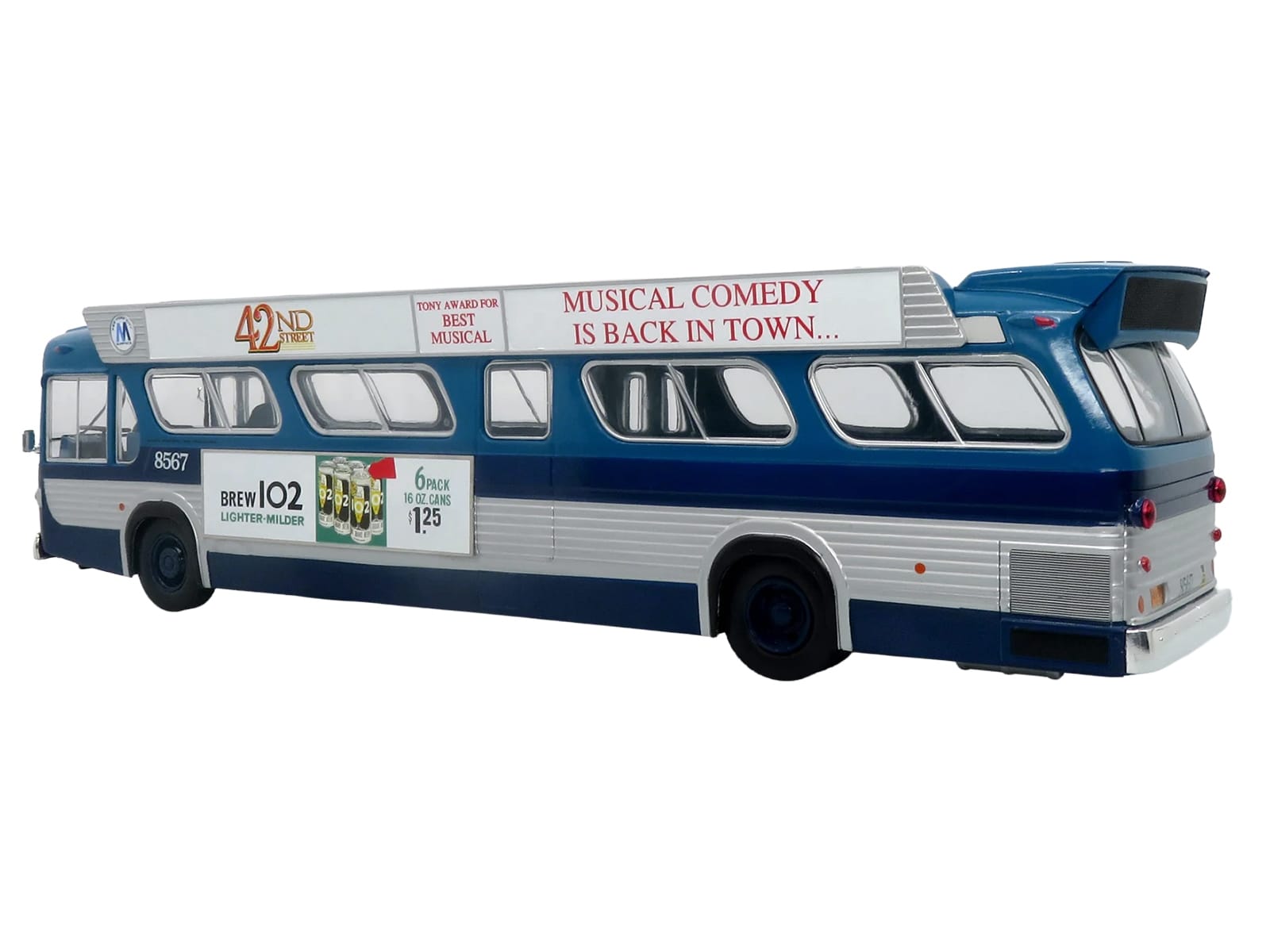 1963 GM TDH-5303 Transit Bus "MTA New York City Surface Transit" Blue Two-Tone with Graphics "The Bus & Motorcoach Collection" Limited Edition to 504 pieces Worldwide 1/43 Plastic Model by Iconic Replicas - Image 3