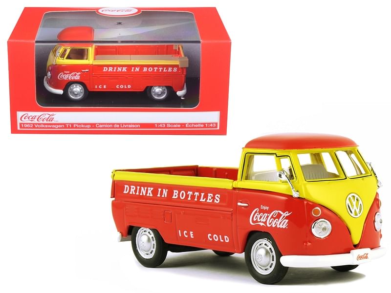 1962 Volkswagen Pickup Truck Orange and Yellow “Coca-Cola” 1/43 Diecast Model Car by Motorcity Classics