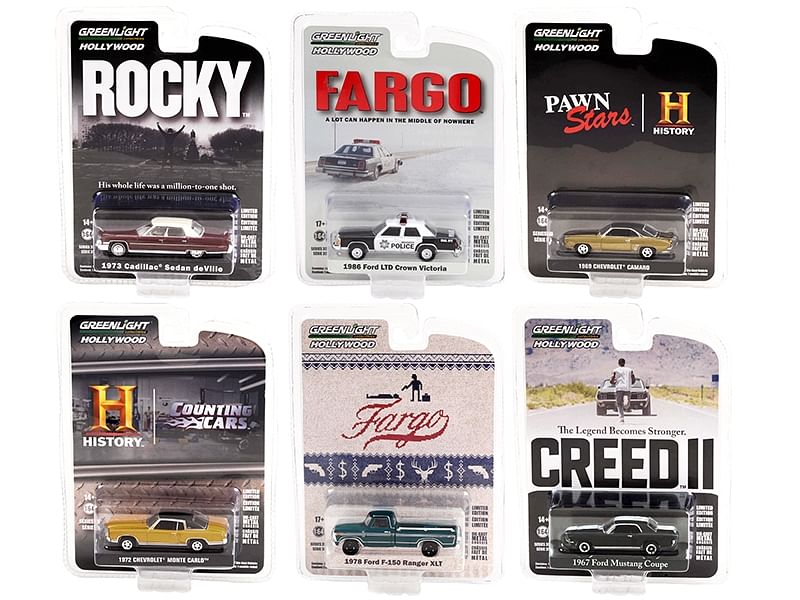 “Hollywood Series” Set of 6 pieces Release 35 1/64 Diecast Model Cars by Greenlight