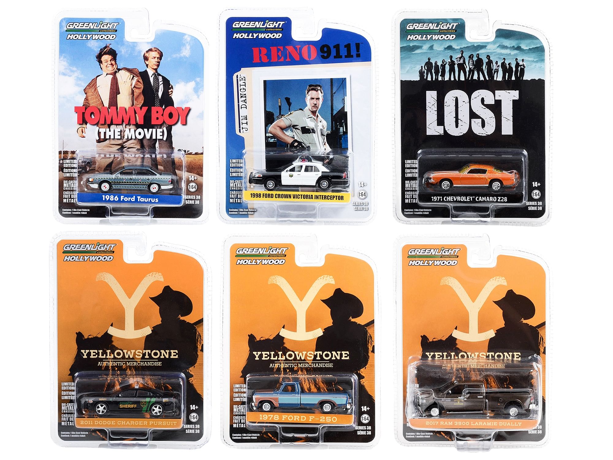 “Hollywood Series” Set of 6 pieces Release 38 1/64 Diecast Model Cars by Greenlight