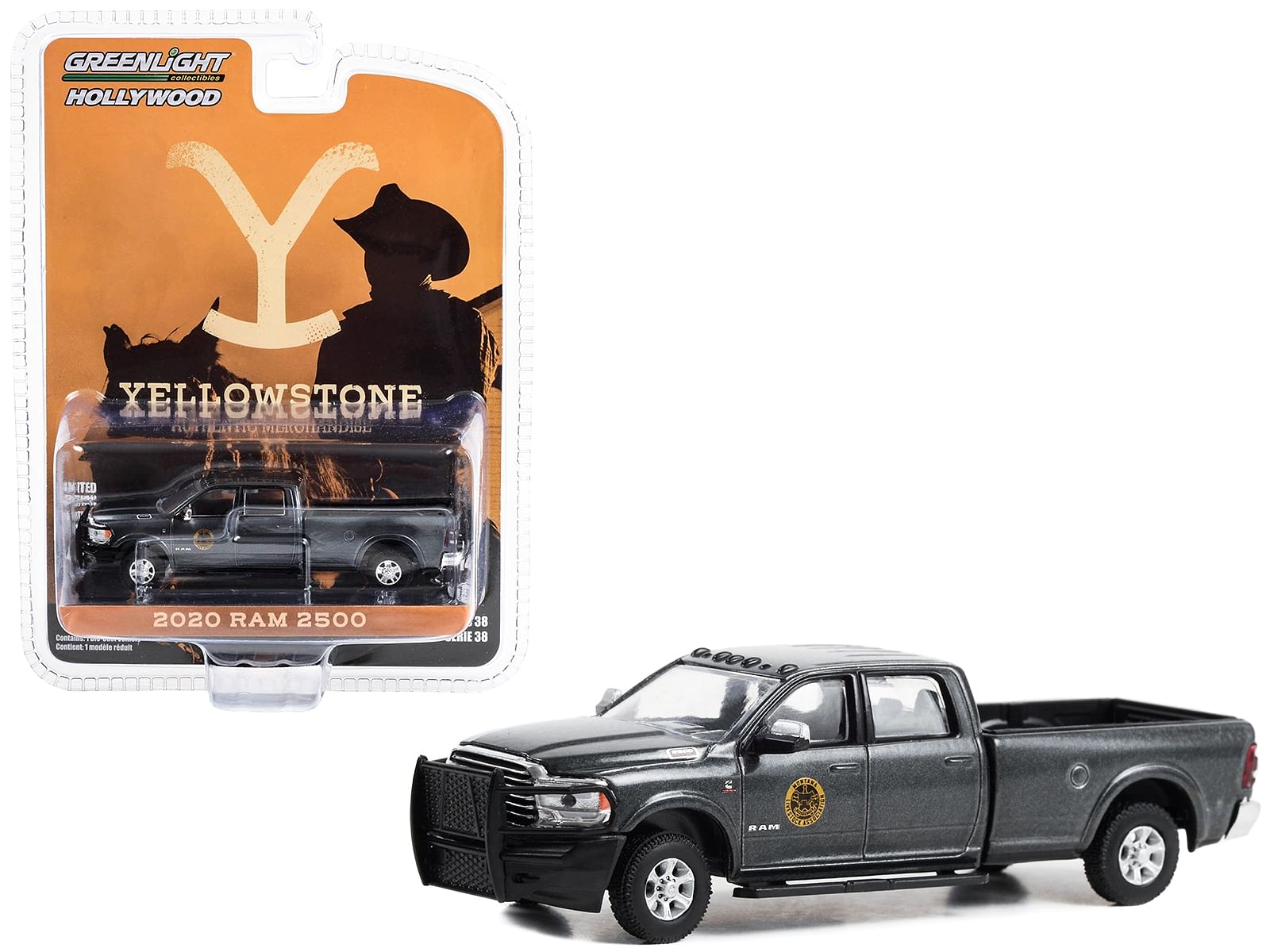 2020 Ram 2500 Pickup Truck Dark Gray Metallic “Montana Livestock Association” “Yellowstone” (2018-Current) TV Series “Hollywood Series” Release 39 1/64 Diecast Model Car by Greenlight