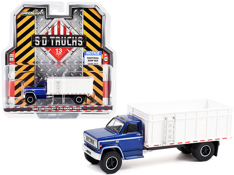 1980 Chevrolet C-70 Grain Truck Blue Metallic and White “S.D. Trucks” Series 13 1/64 Diecast Model by Greenlight