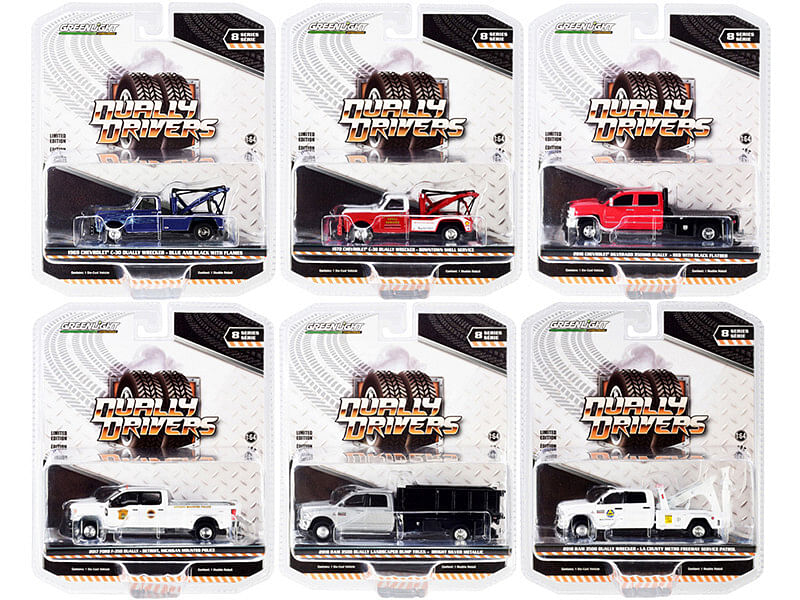 “Dually Drivers” Set of 6 Trucks Series 8 1/64 Diecast Model Cars by Greenlight