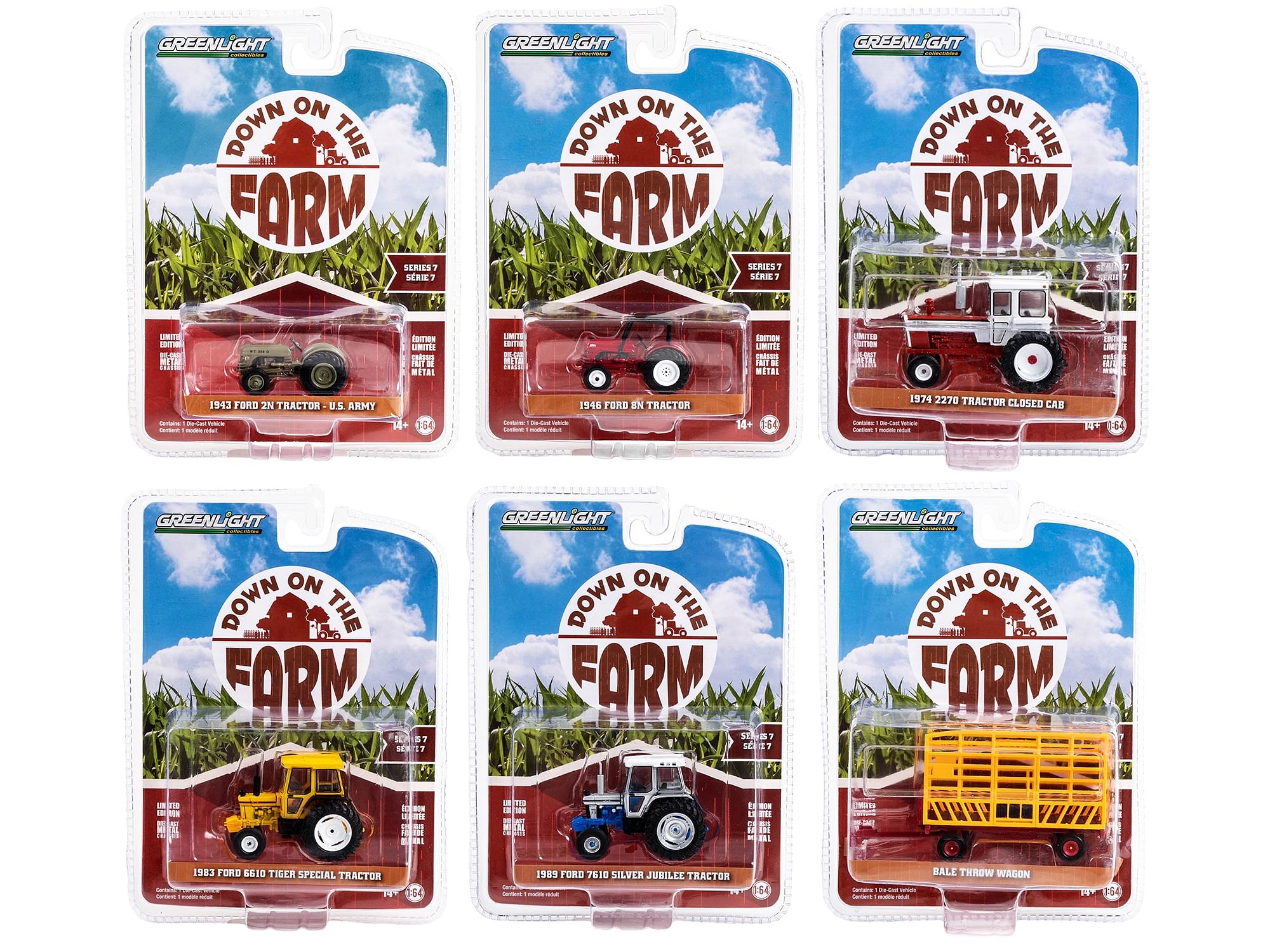 “Down on the Farm” Series Set of 6 pieces Release 7 1/64 Diecast Models by Greenlight