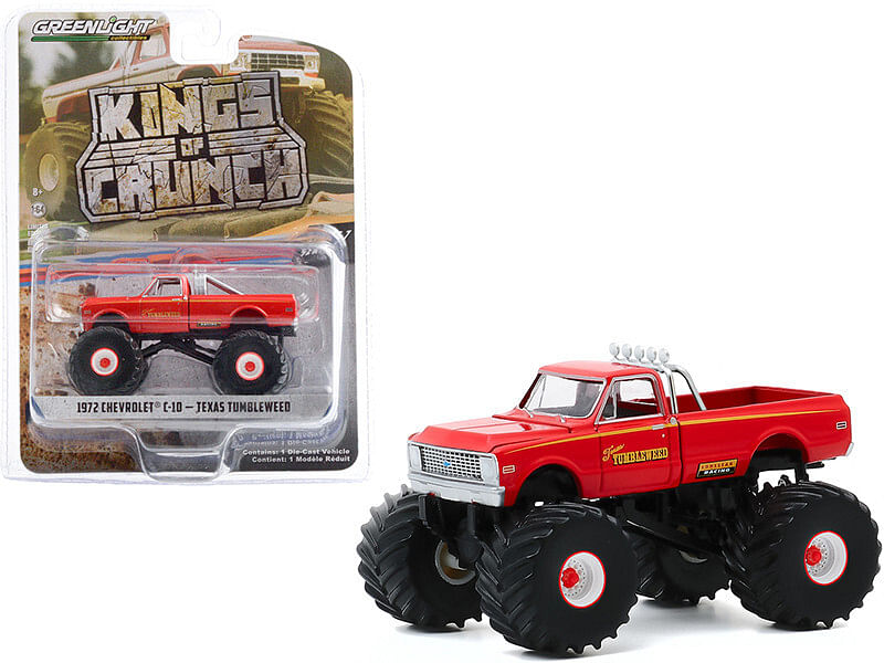 1972 Chevrolet C-10 Monster Truck “Texas Tumbleweed” Orange “Kings of Crunch” Series 7 1/64 Diecast Model Car by Greenlight