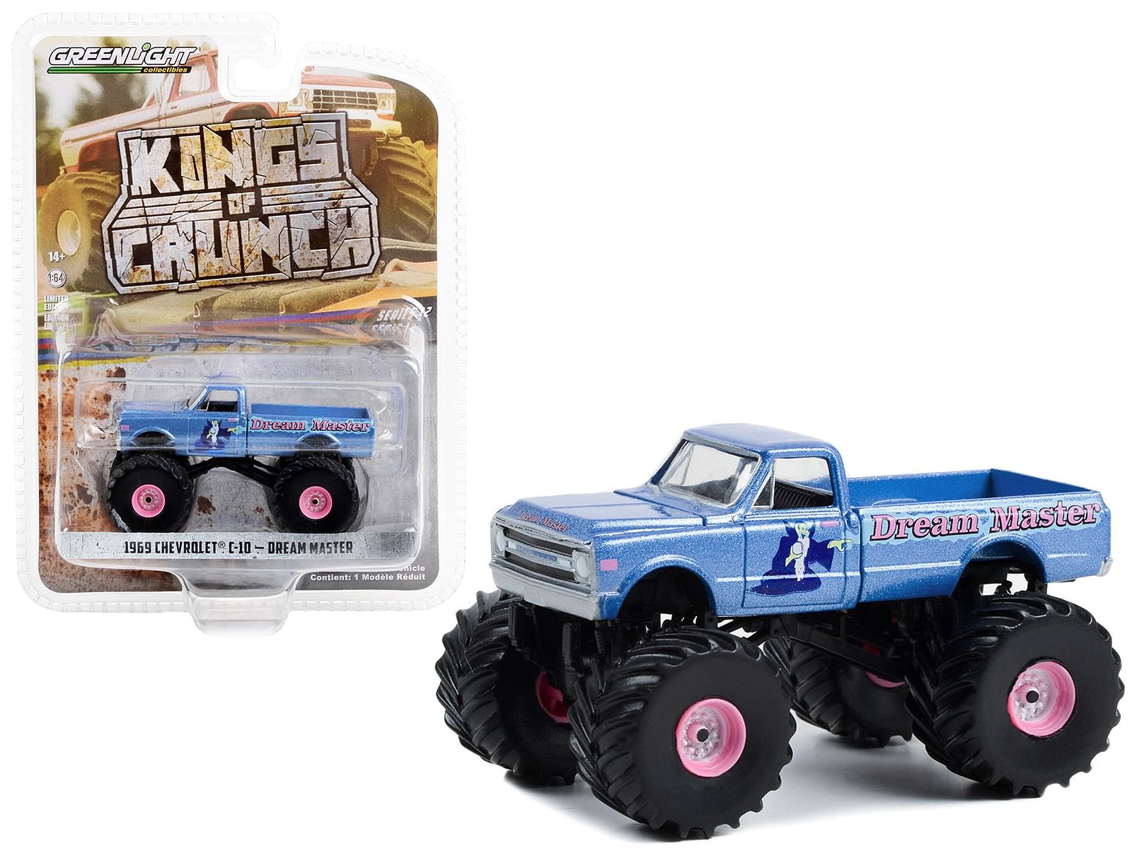 1969 Chevrolet C-10 Monster Truck Blue Metallic “Dream Master” “Kings of Crunch” Series 12 1/64 Diecast Model Car by Greenlight