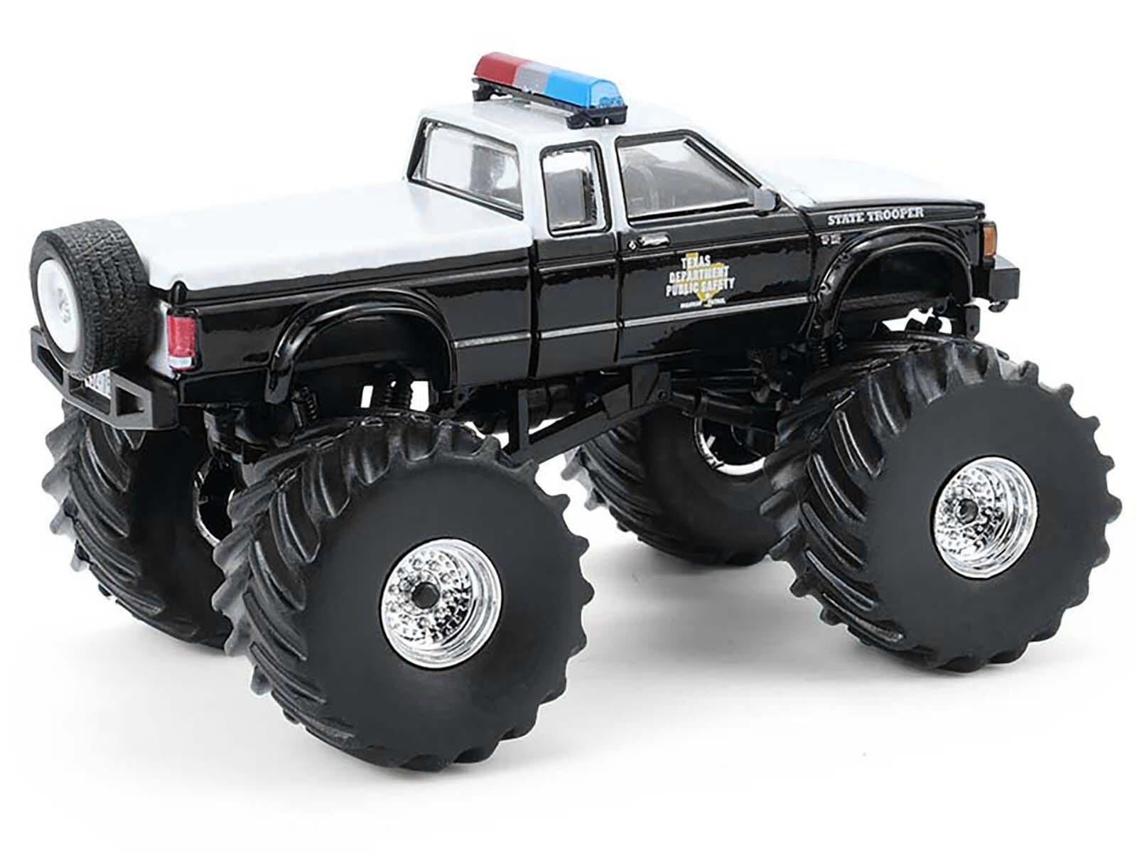 1990 GMC S-15 Monster Truck "Texas Department of Public Safety" Black and White "Kings of Crunch - Hot Pursuit" Special Edition 1/64 Diecast Model Car by Greenlight - Image 3