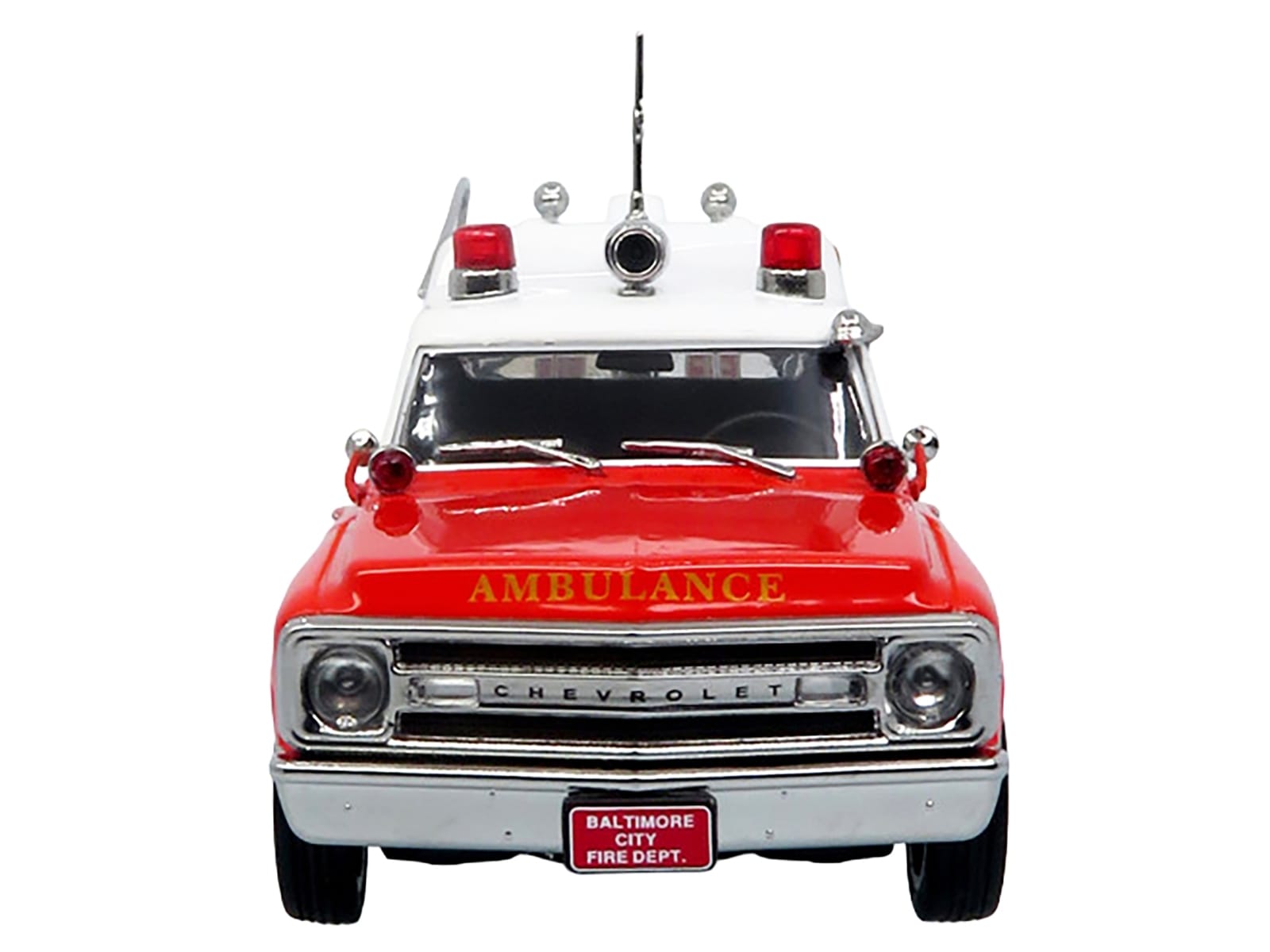 1969 Chevrolet C-10 Ambulance "Baltimore City Fire Department" White and Red "5 Alarm" Series Limited Edition 1/50 Diecast Model by Iconic Replicas - Image 4