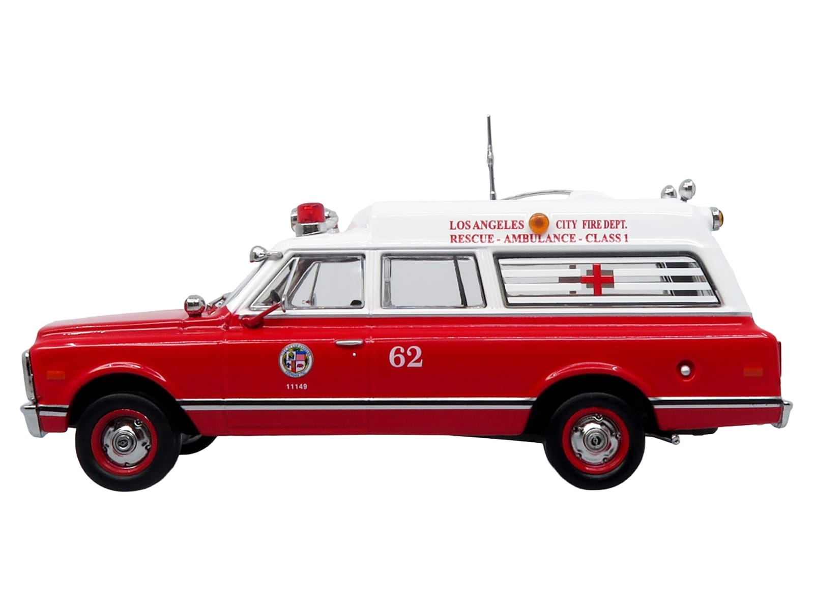 1969 Chevrolet C-10 Ambulance "Los Angeles City Fire Department" Red and White "5 Alarm" Series Limited Edition 1/50 Diecast Model by Iconic Replicas - Image 2