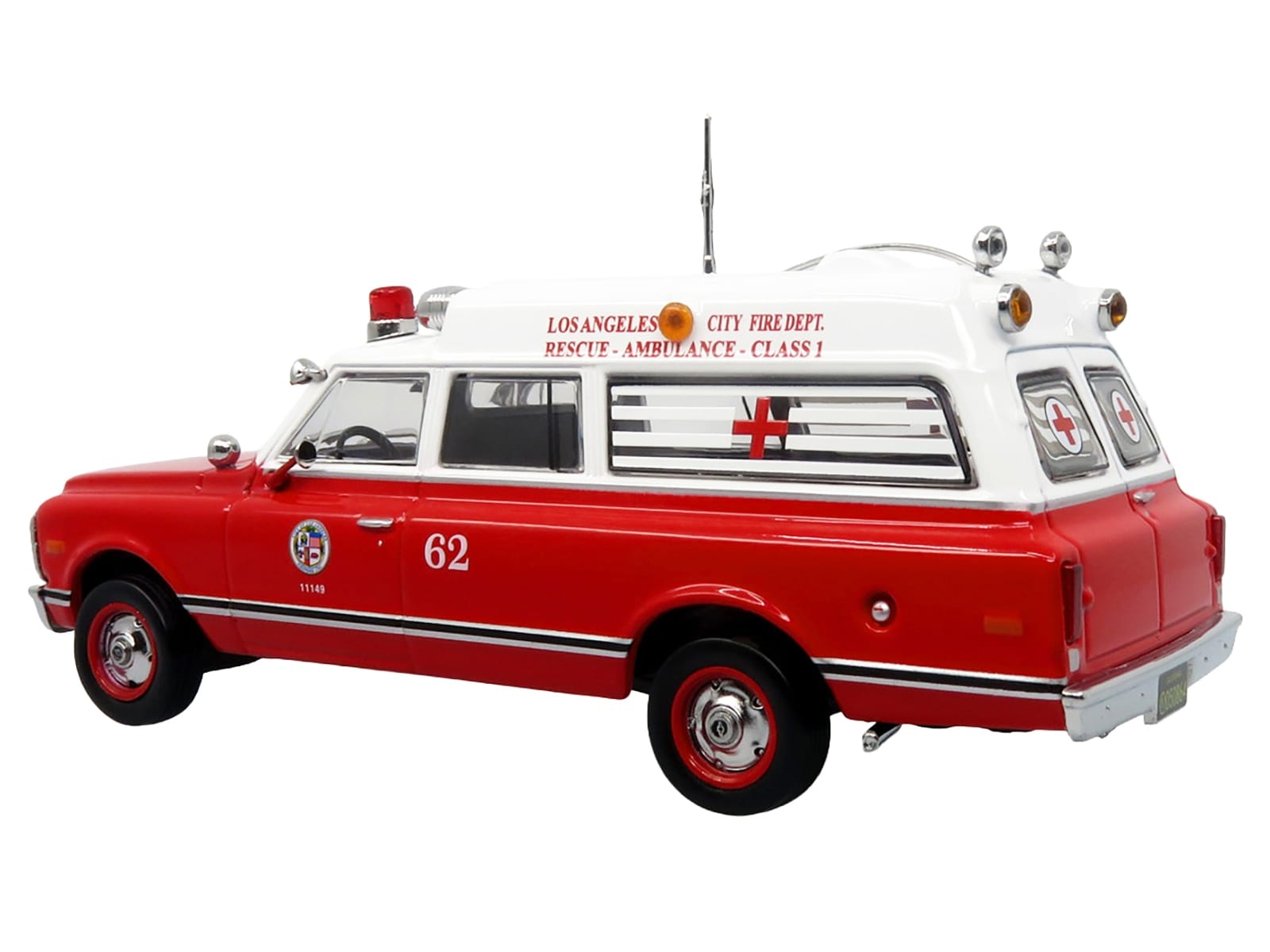 1969 Chevrolet C-10 Ambulance "Los Angeles City Fire Department" Red and White "5 Alarm" Series Limited Edition 1/50 Diecast Model by Iconic Replicas - Image 3