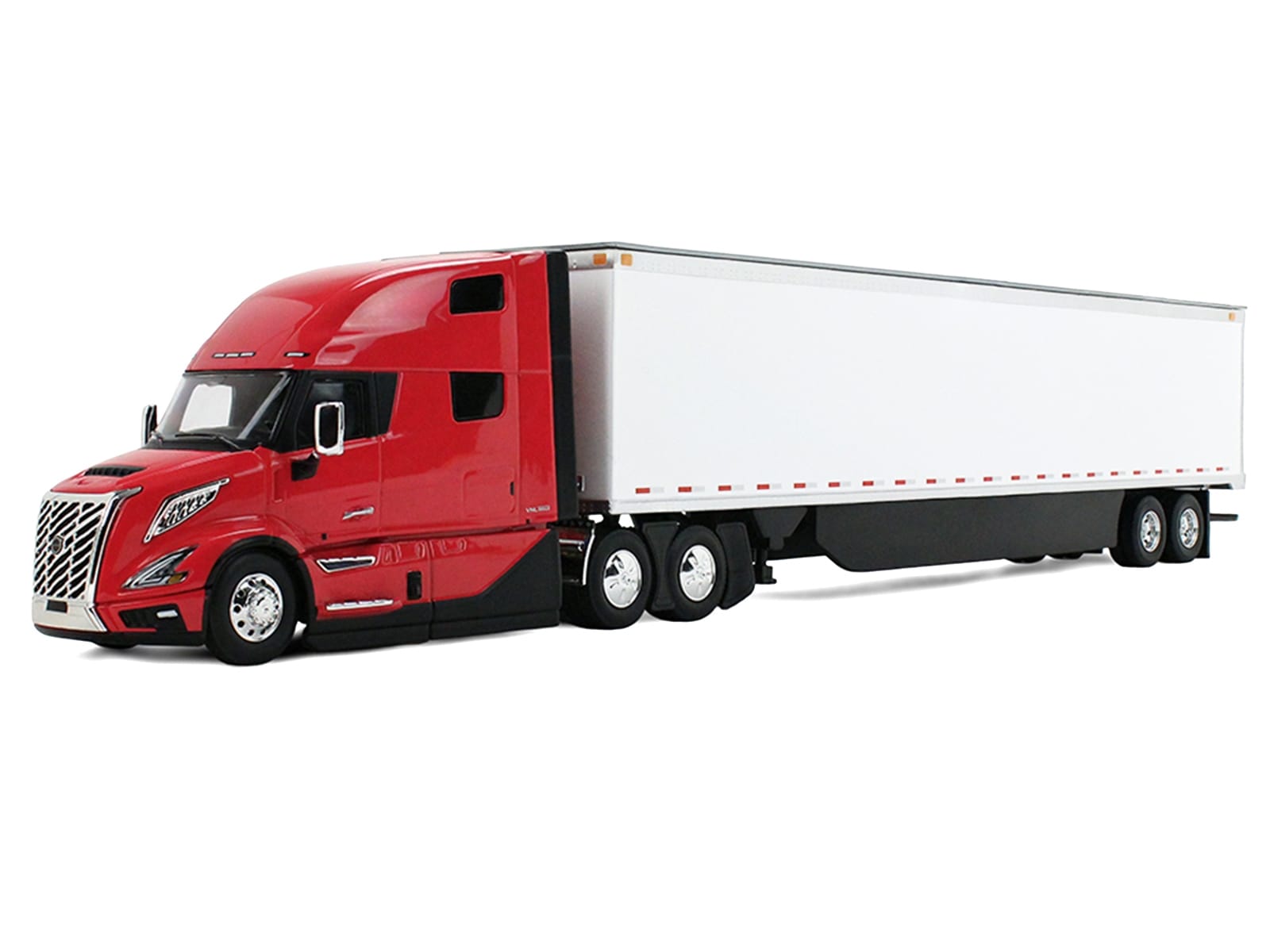 Volvo VNL 860 High-Roof Sleeper and 53' Trailer with Skirts Red with White Trailer 1/50 Diecast Model by First Gear - Image 2