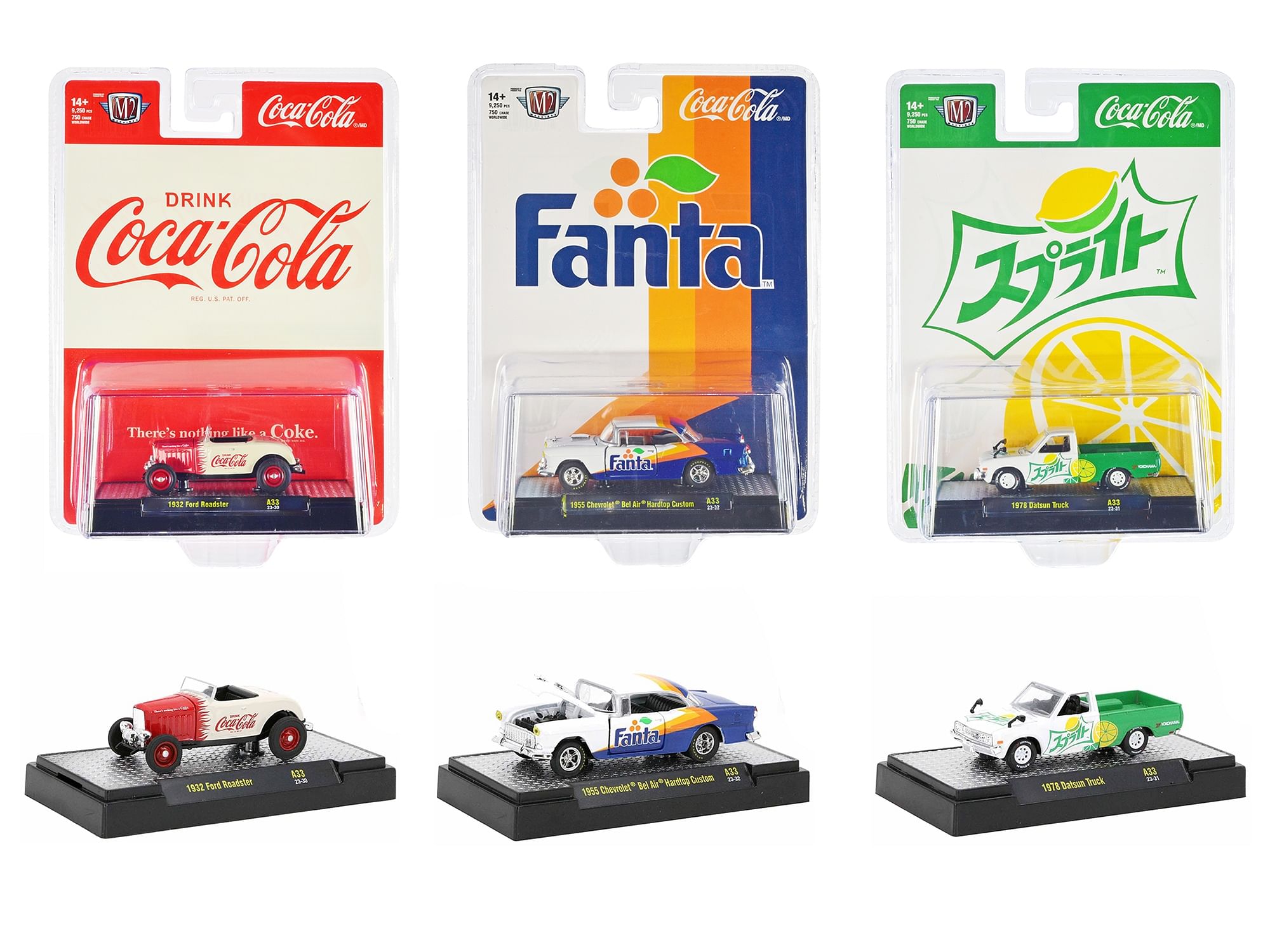 “Sodas” Set of 3 pieces Release 33 Limited Edition to 9250 pieces Worldwide 1/64 Diecast Model Car by M2 Machines