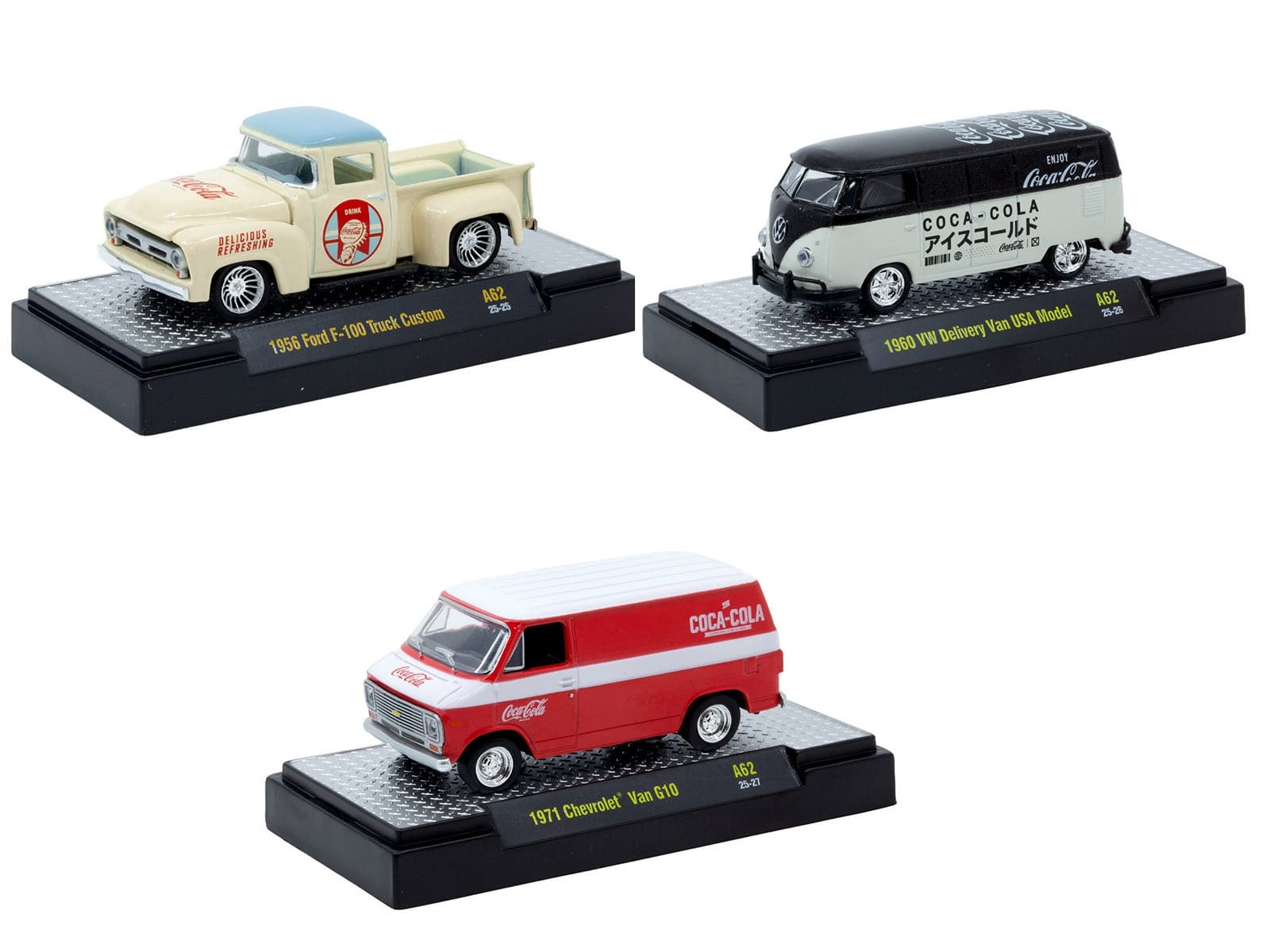 "Coca-Cola" Set of 3 pieces Release 62 Limited Edition to 8000 pieces Worldwide 1/64 Diecast Model Cars by M2 Machines - Image 2