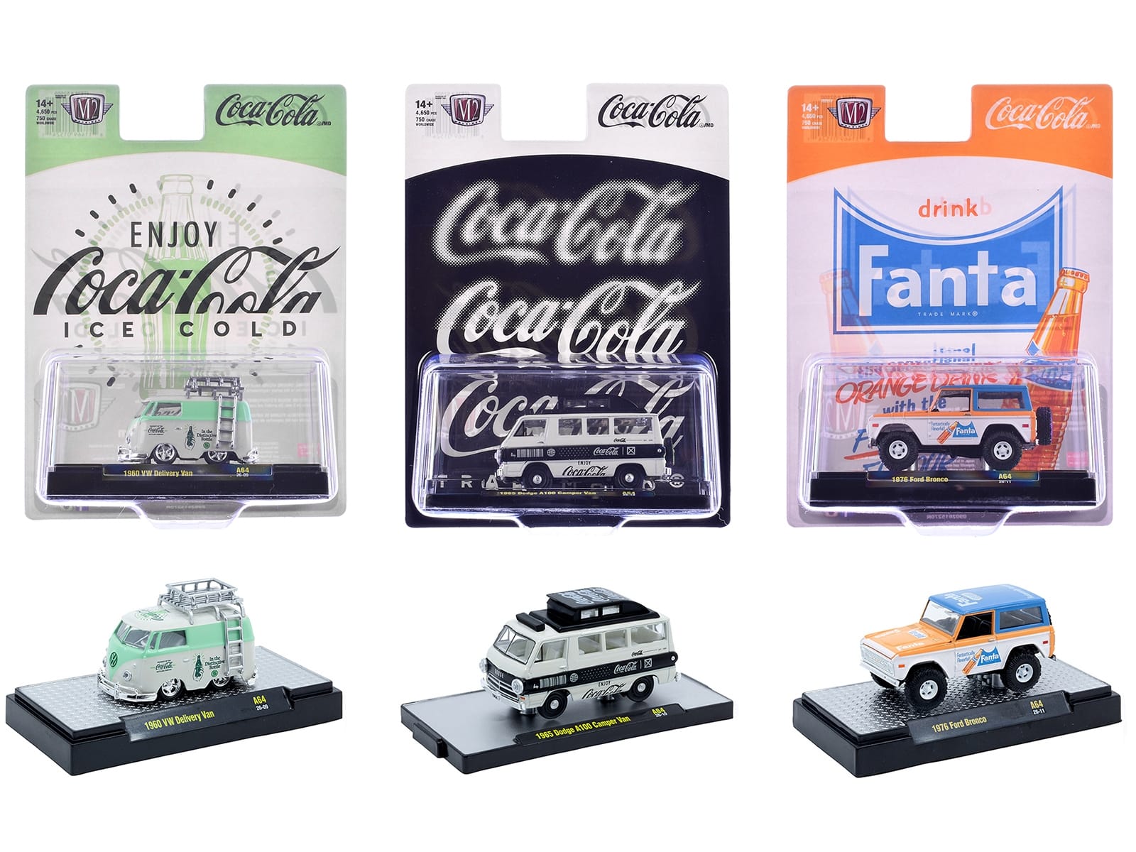 "Sodas" Set of 3 pieces Release 64 Limited Edition to 5400 pieces Worldwide 1/64 Diecast Model Cars by M2 Machines