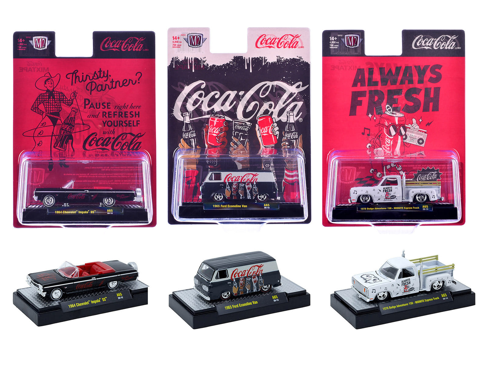 "Coca-Cola" Set of 3 pieces Release 65 Limited Edition to 4800 pieces Worldwide 1/64 Diecast Models by M2 Machines