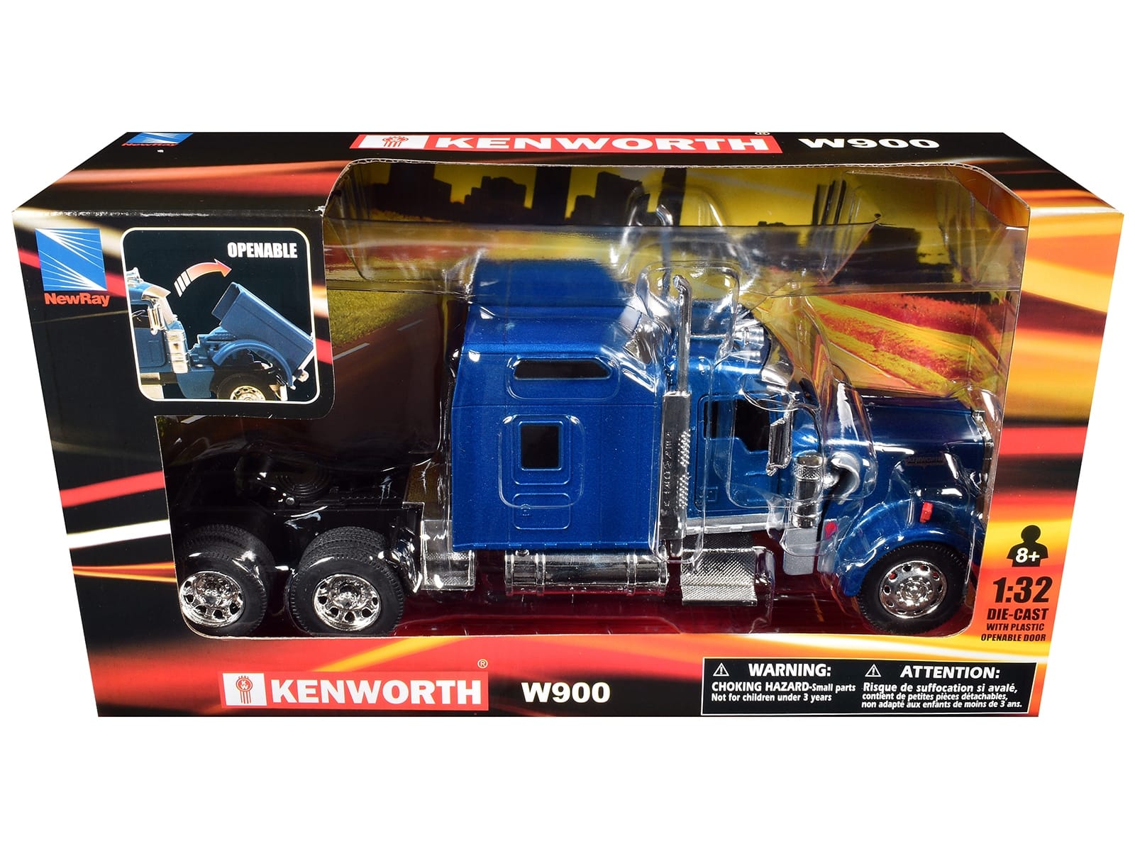 Kenworth W900 Truck Tractor Blue Metallic 1/32 Diecast Model by New Ray - Image 3
