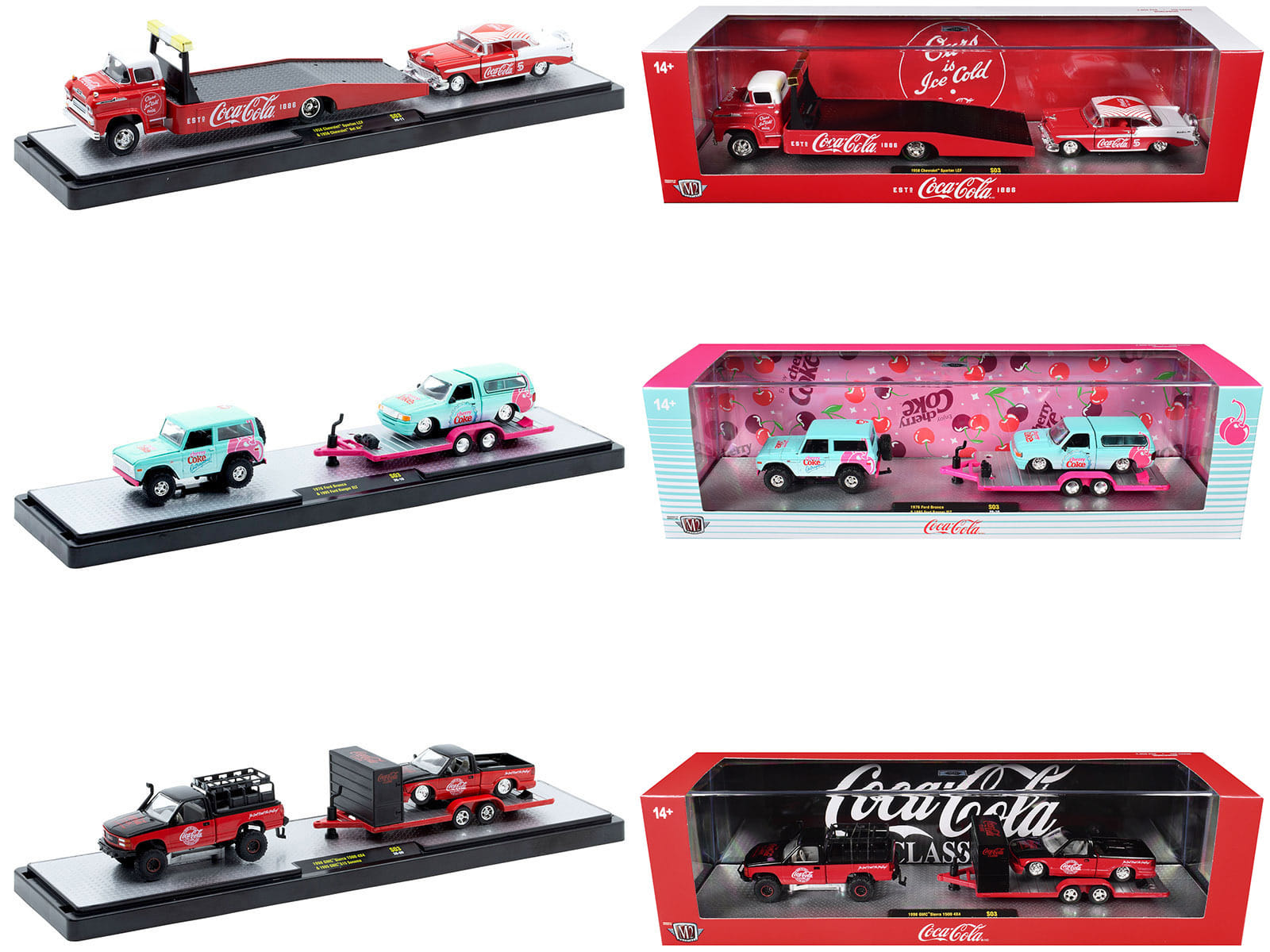 Auto Haulers "Coca-Cola" Set of 3 pieces Release S03 Limited Edition to 4800 pieces Worldwide 1/64 Diecast Model by M2 Machines