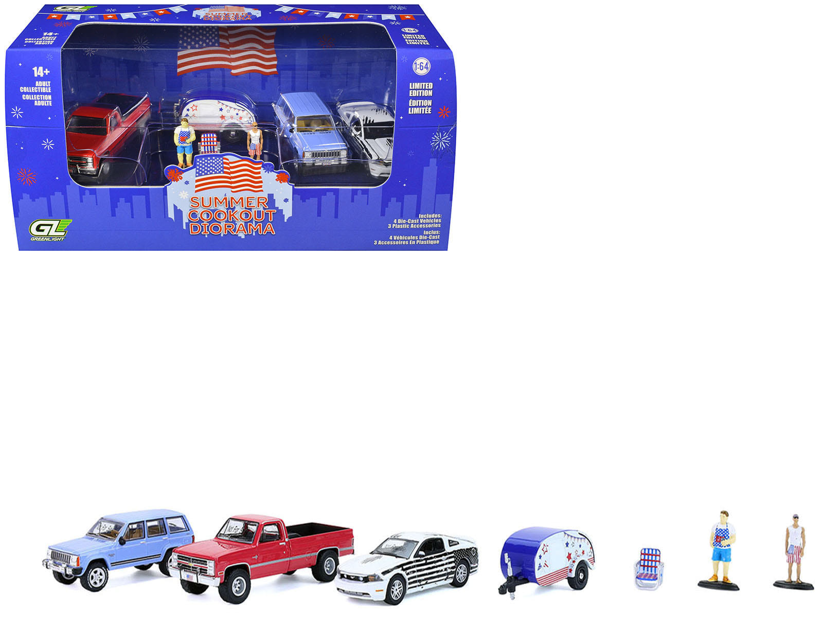 “Summer Cookout Diorama” Set of 7 pieces 1/64 Diecast Model Cars by Greenlight