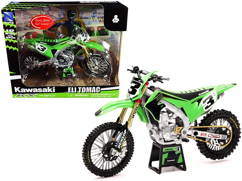 Kawasaki KX 450 #1 Eli Tomac Green 1/12 Diecast Motorcycle Model by New Ray