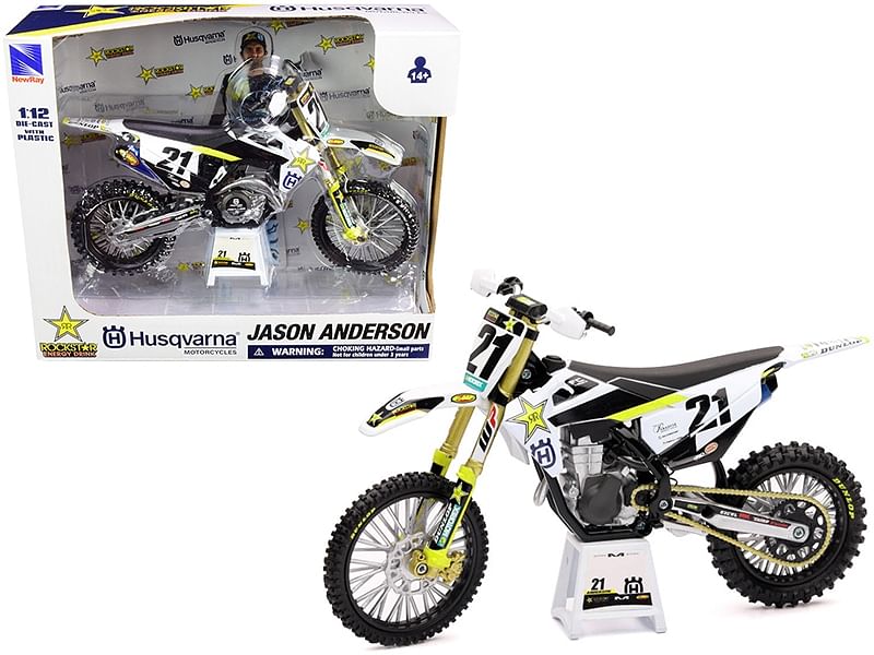 Husqvarna FC450 #21 Jason Anderson “Rockstar Energy Drink” 1/12 Diecast Motorcycle Model by New Ray