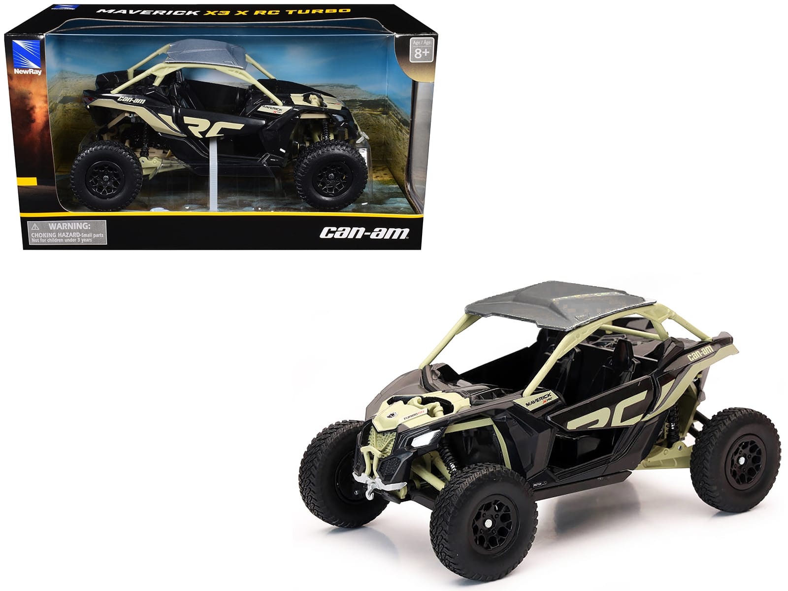 Can-Am Maverick X3 XRC Turbo ATV Tan and Black with Silver Top cast 1/18 Diecast Model by New Ray - Image 2