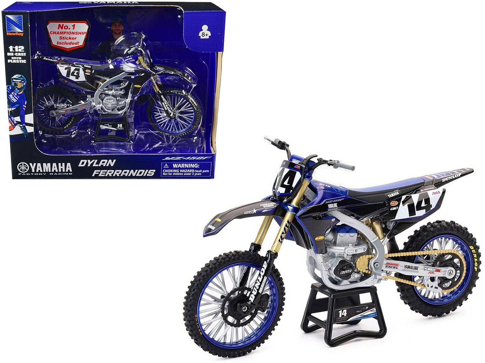 Yamaha YZ450F Championship Edition Motorcycle #14 Dylan Ferrandis “Yamaha Factory Racing” 1/12 Diecast Model by New Ray