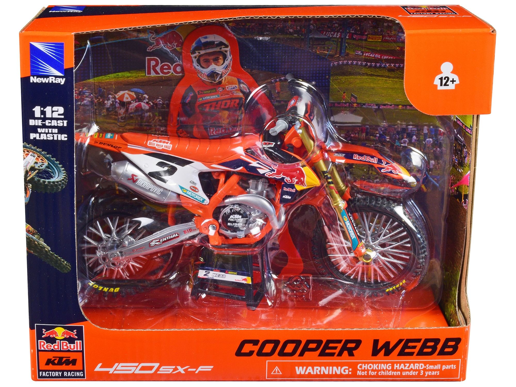 KTM 450 SX-F Motorcycle #2 Cooper Webb “Red Bull KTM Factory Racing” 1/12 Diecast Model by New Ray