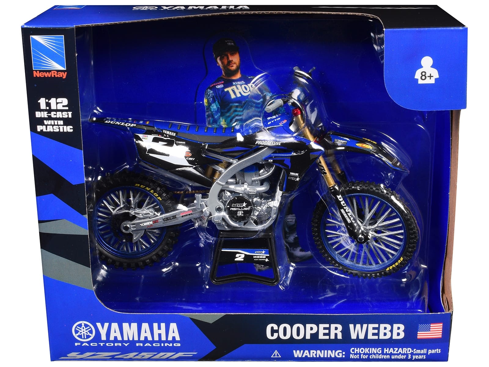 Yamaha YZ450F Motorcycle #2 Cooper Webb "Yamaha Factory Racing" 1/12 Diecast Model by New Ray - Image 3