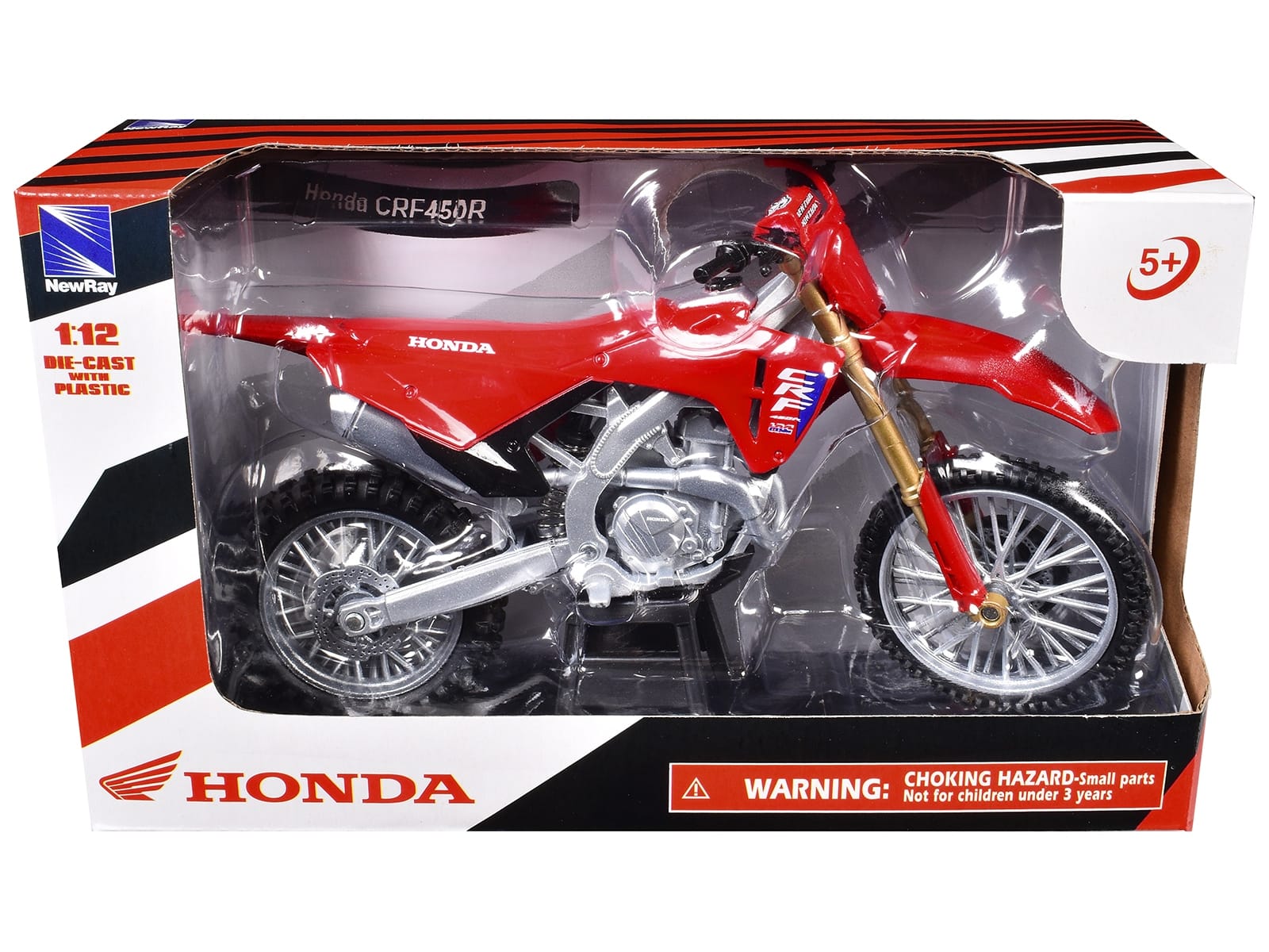 Honda CRF450R Motorcycle Red with Black Accents 1/12 Diecast Model by New Ray - Image 3
